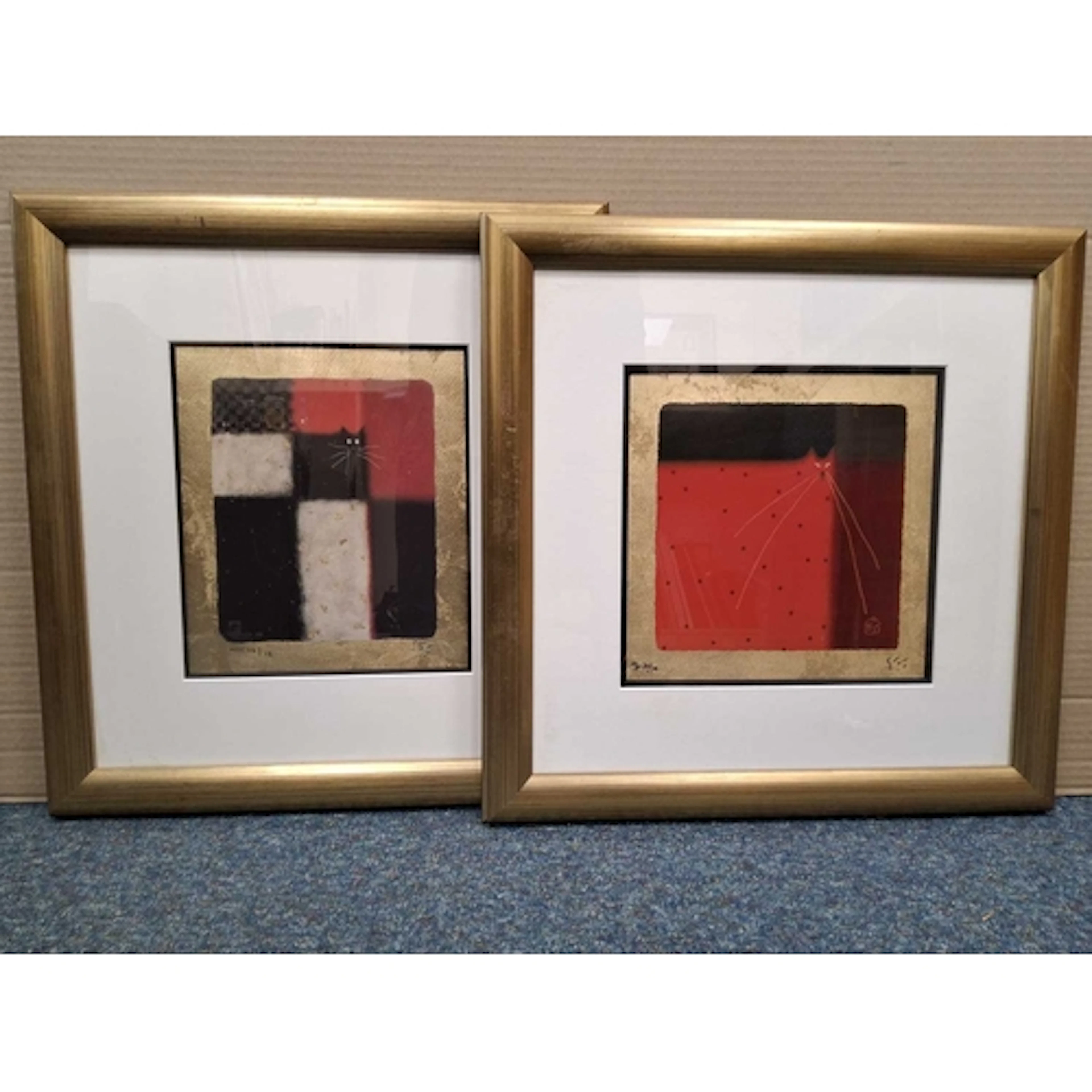 GOVINDER NASRAN (1964-2008) TWO SIGNED PRINTS OF CATS, compr...