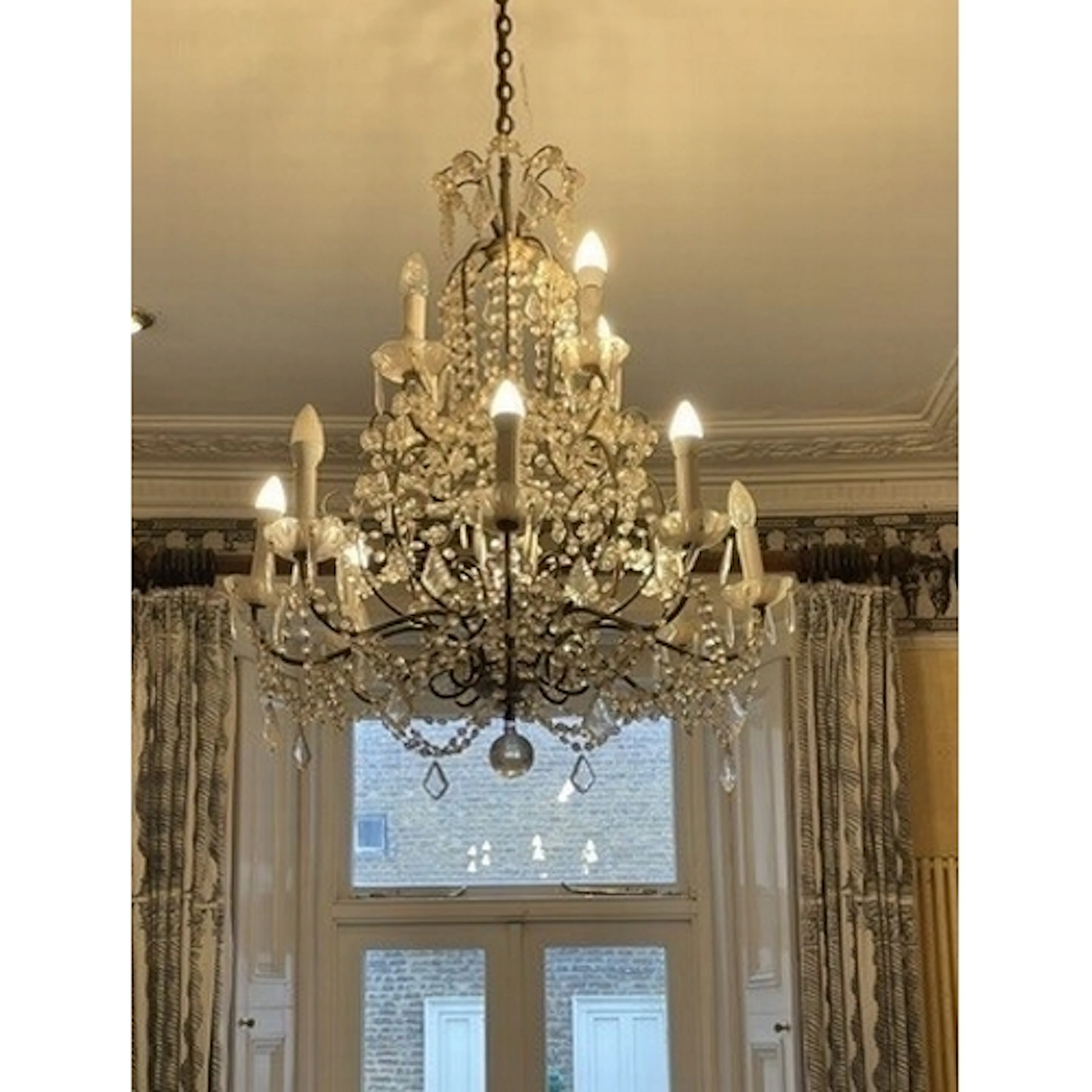 A FINE VICTORIAN CRYSTAL CHANDELIER 86cm x 86cm x 132cm...