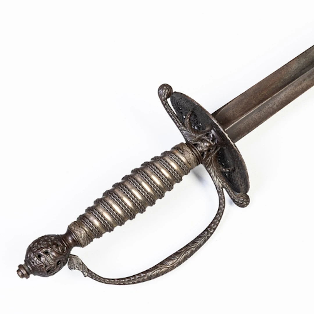 SILVERED HILT BRITISH ARMY OFFICER'S SMALL SWORD. Silvered h...