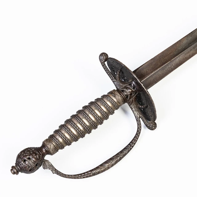 SILVERED HILT BRITISH ARMY OFFICER'S SMALL SWORD. Silvered h...