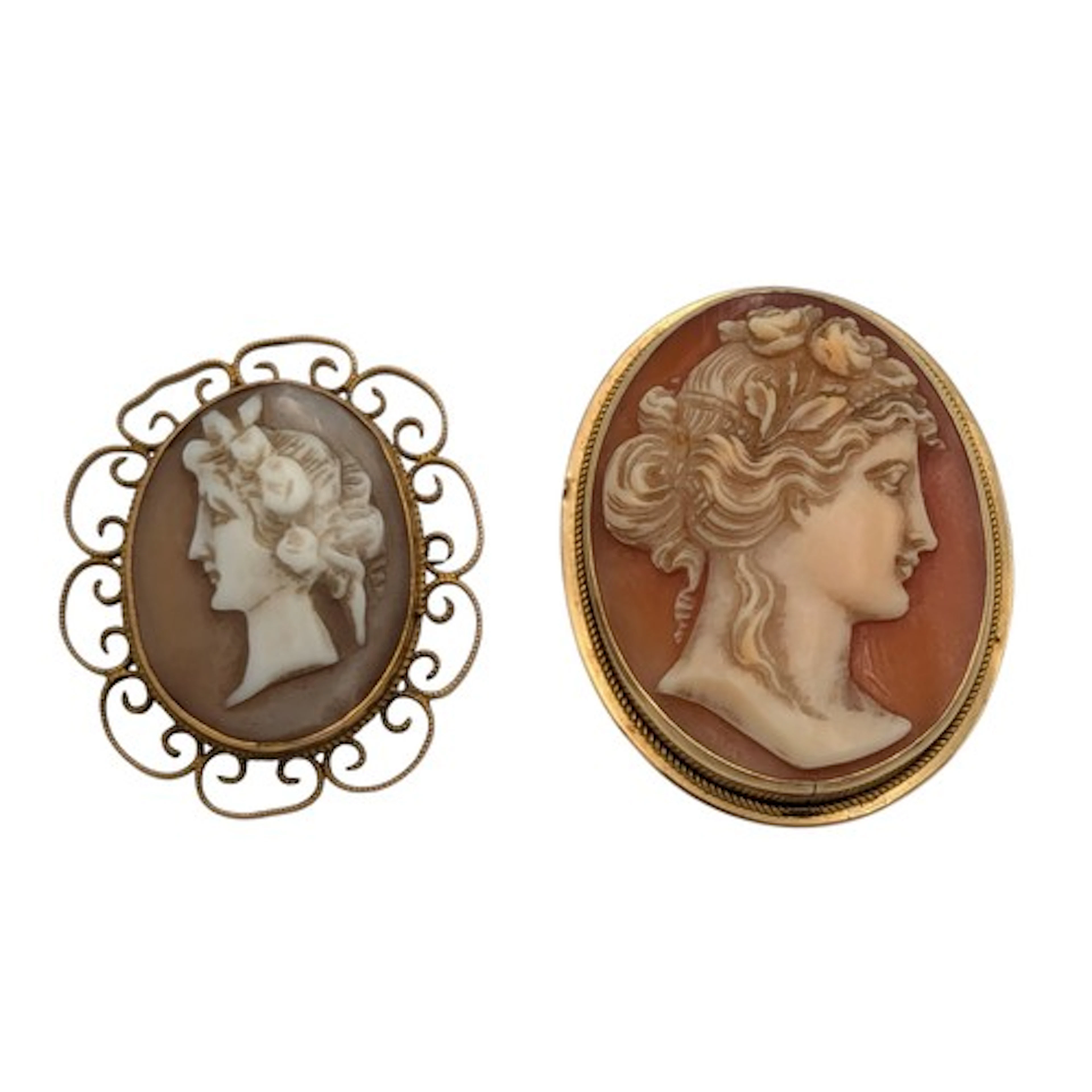 A late Victorian cameo brooch, carved as Flora, flowers in h...