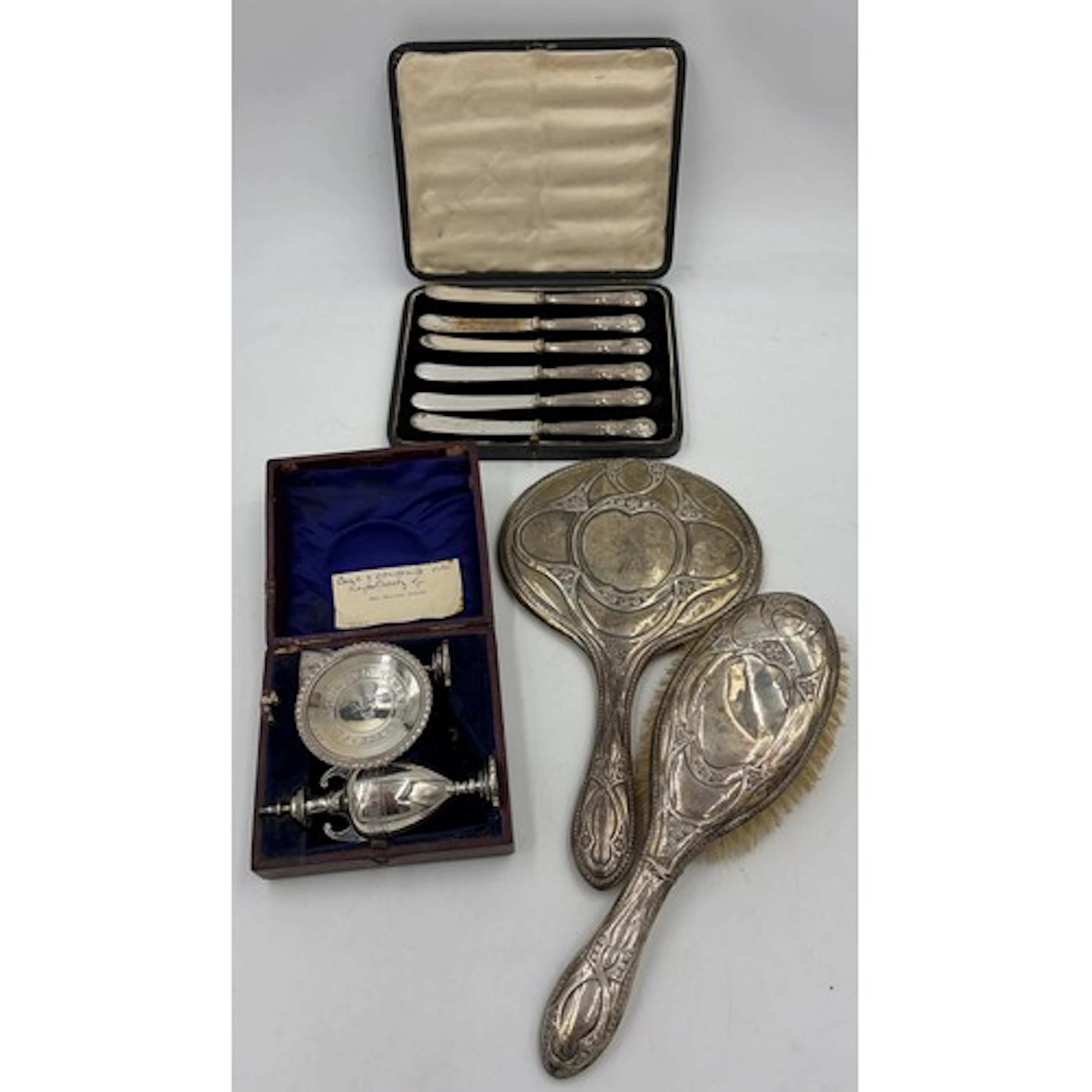 Communion set in fitted leather case, property of Rev Willia...