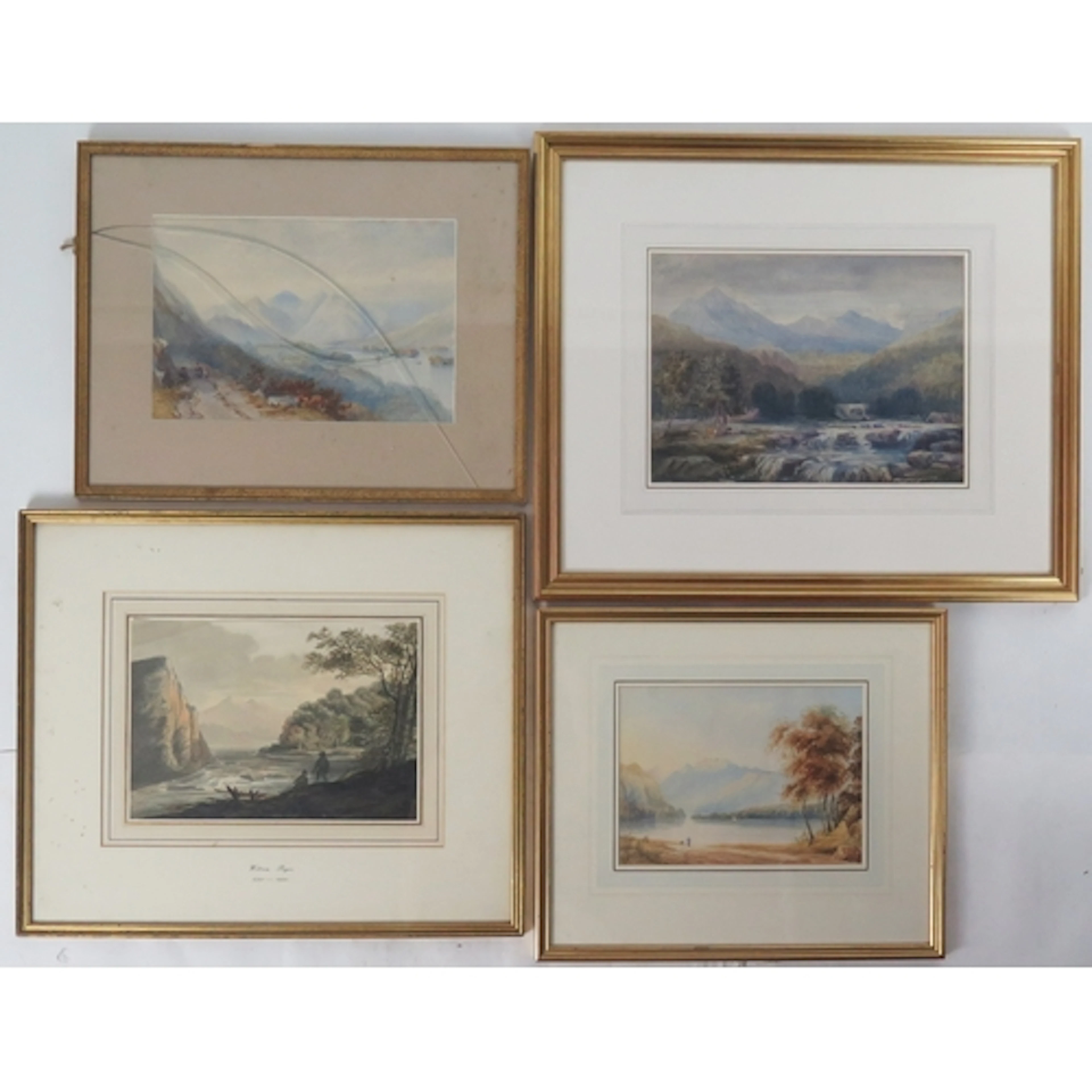 Attrib. William Payne (1760 - 1830) river scene with hills i...