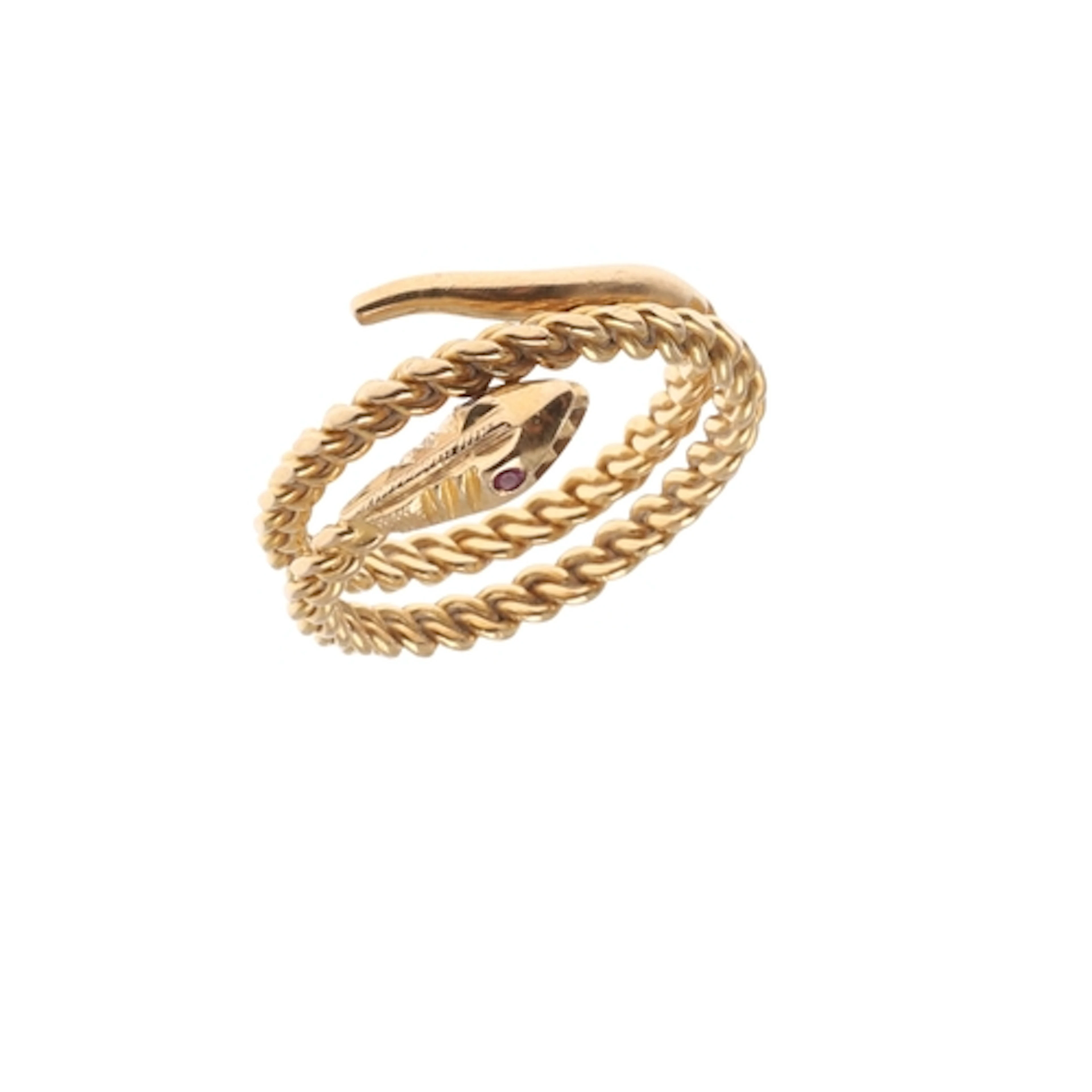 AN 18CT GOLD SNAKE RING. maker's initials A.B.D., hallmarked...