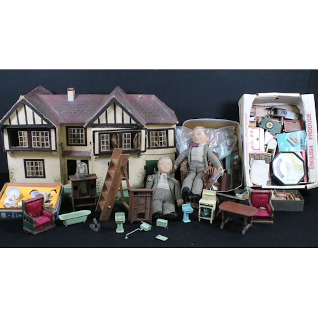 Collection of doll related items to include Triang two-store...