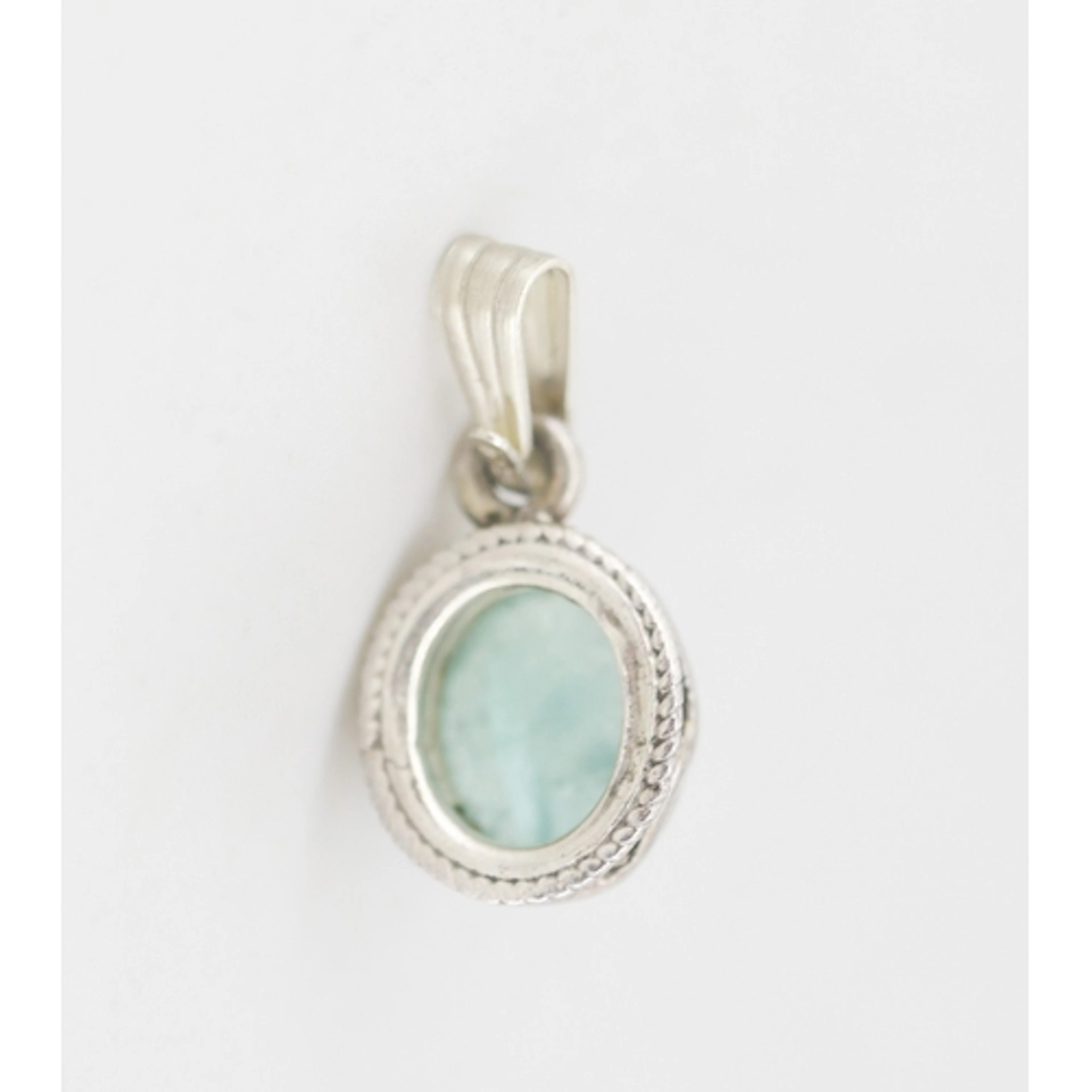 Polished Cabochon Aquamarine Bezel Set Pendant, Mounted in S...