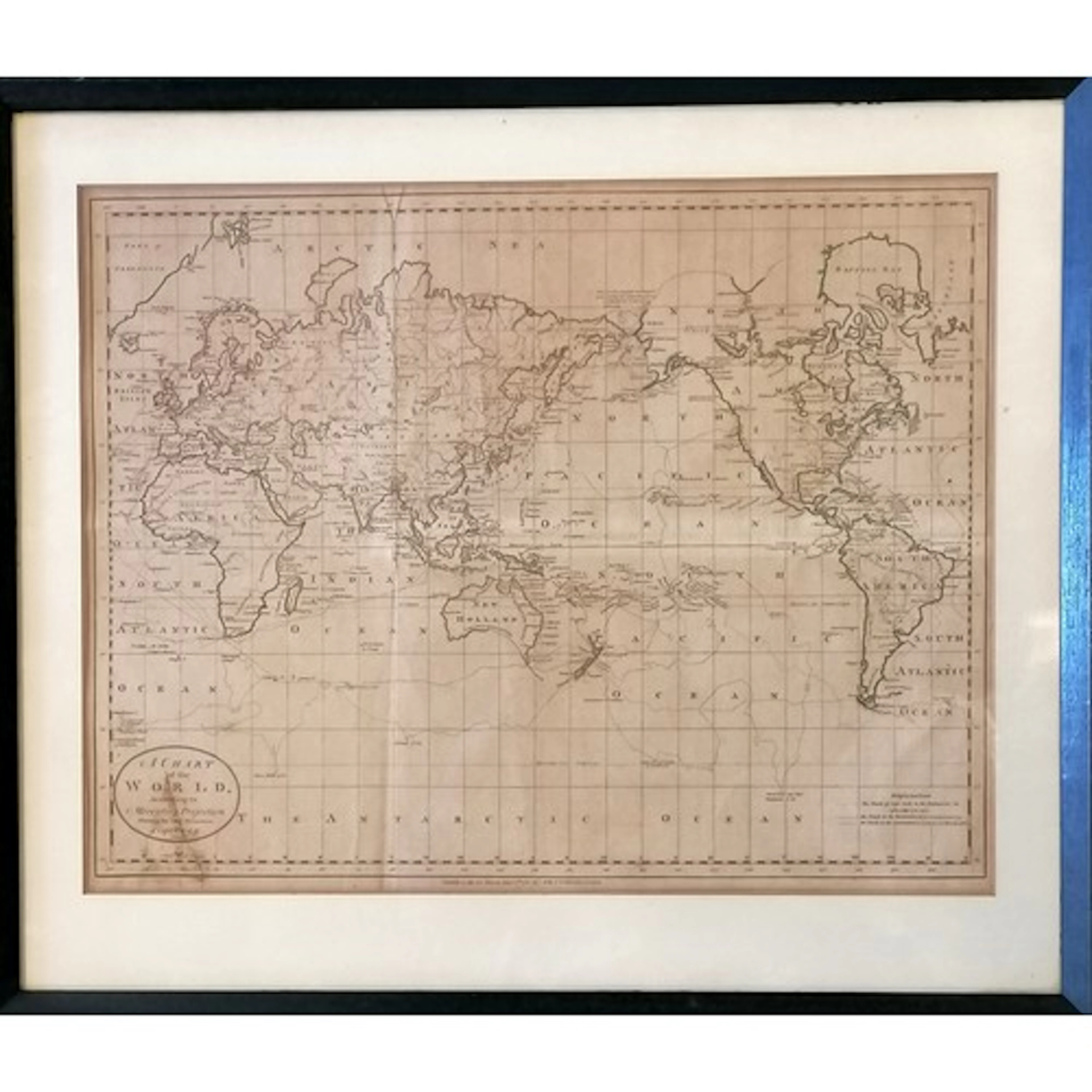 Chart of the World, William Guthrie c.1785. Late 18th Centur...