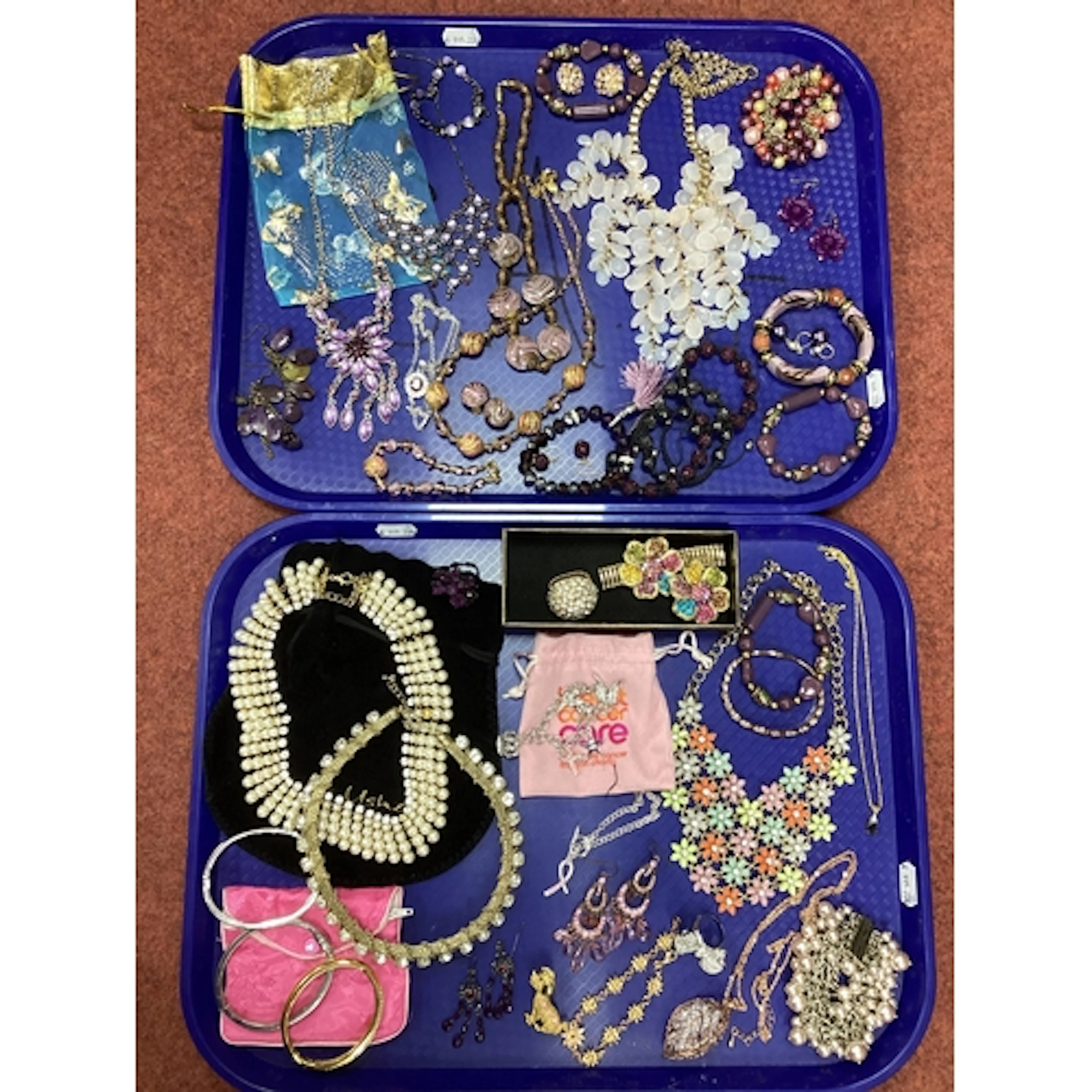 A Collection of Assorted Costume Jewellery, including purple...