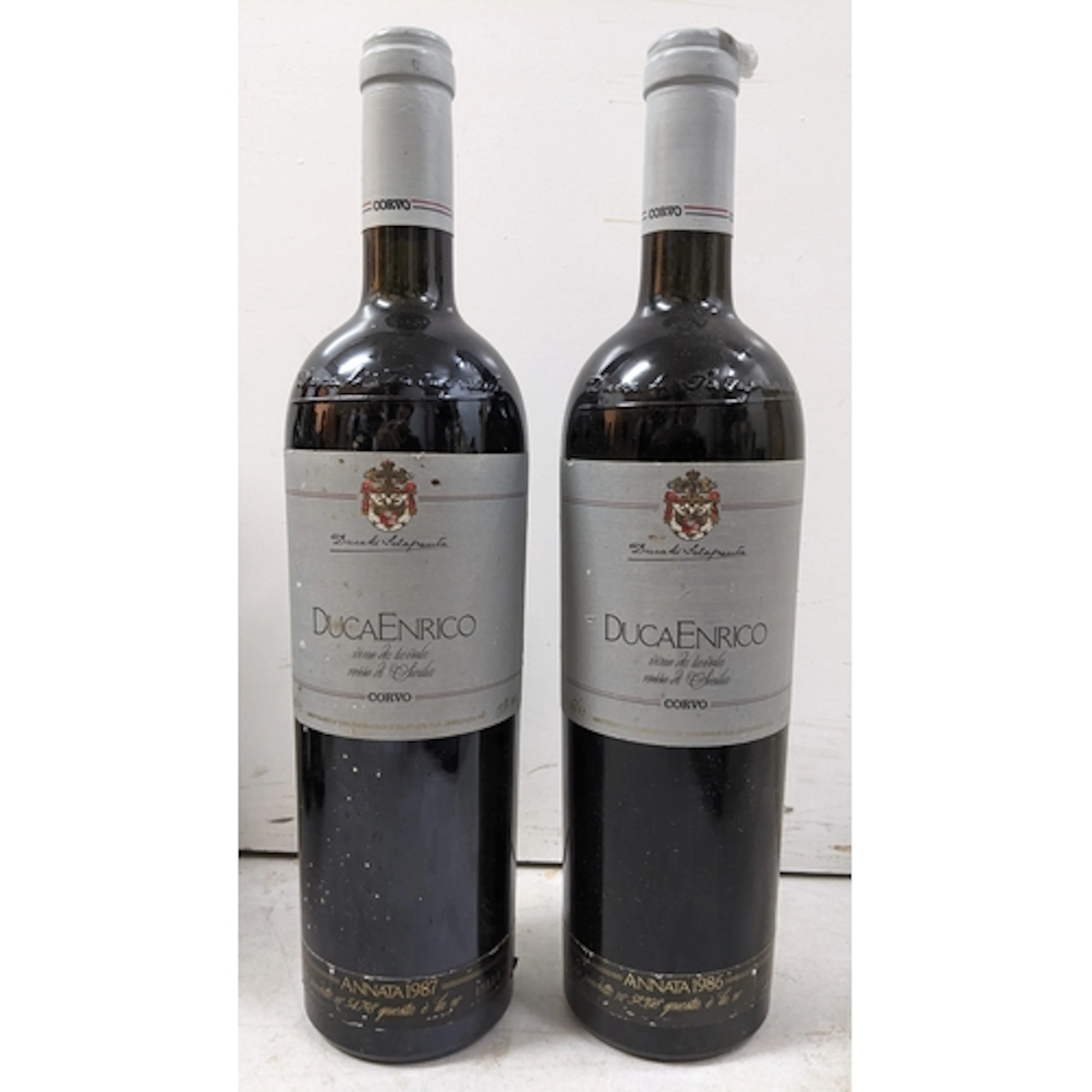 Two bottles of red wine, Duca Enrico, Duca di Salaparuta, Co...