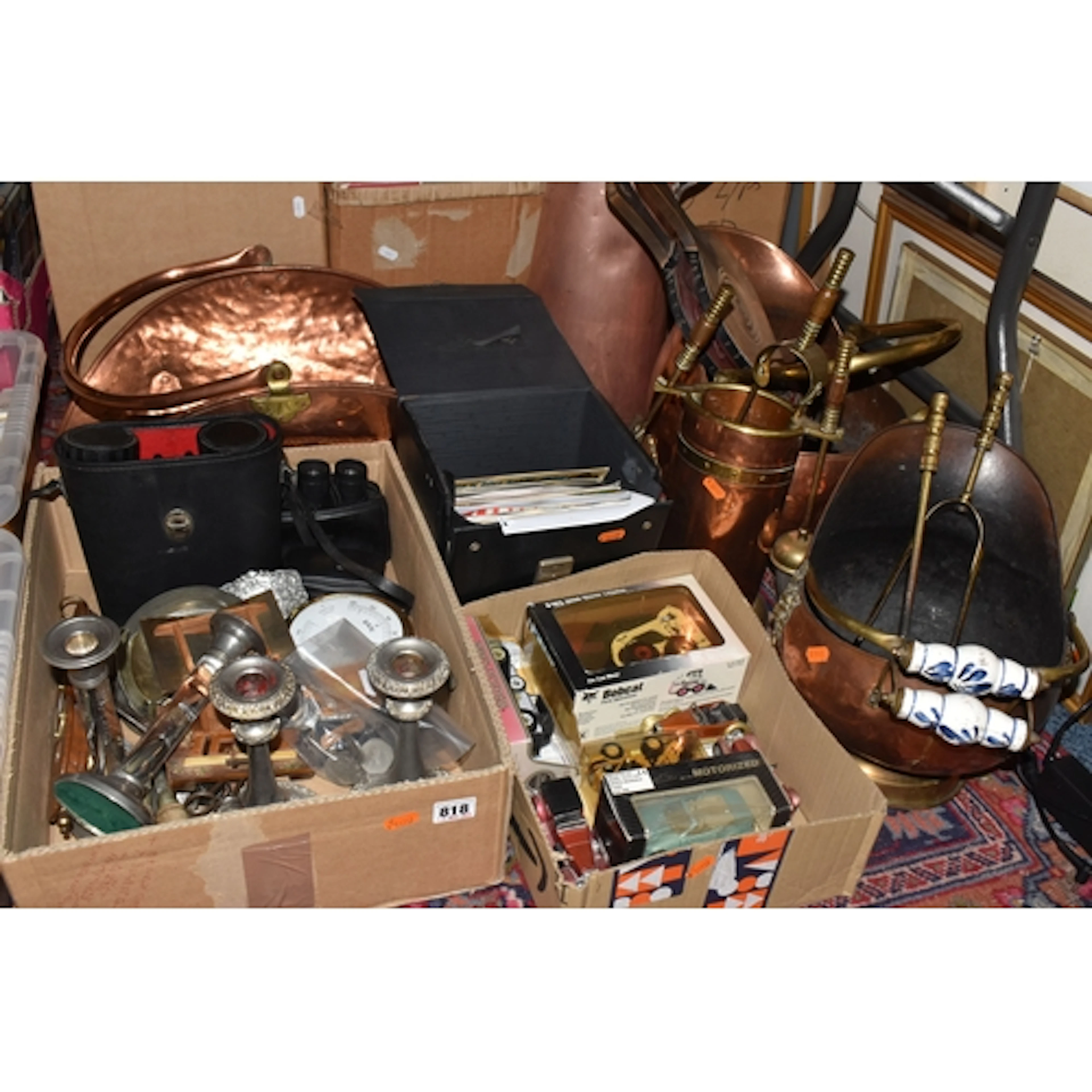 TWO BOXES AND LOOSE METALWARE AND MISCELLANEOUS, to include ...