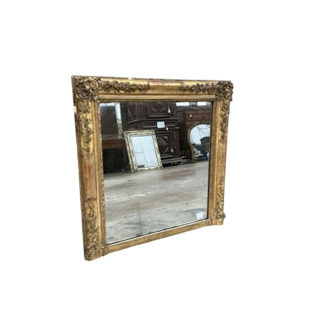 A 19th century French gilt overmantle mirror, width 82cm, he...