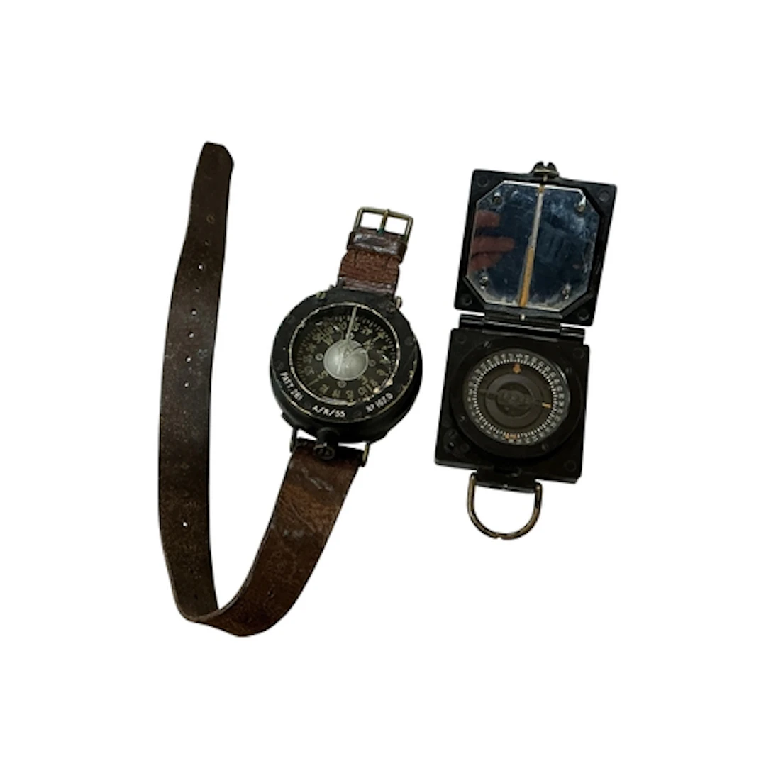 A WW2 British Magnetic Marching Mark 1 compass and a WW1 RFC...