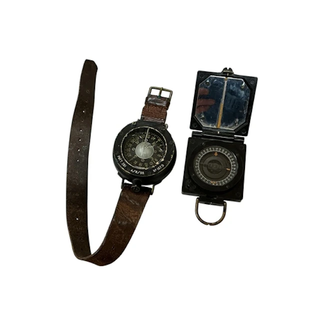 A WW2 British Magnetic Marching Mark 1 compass and a WW1 RFC...