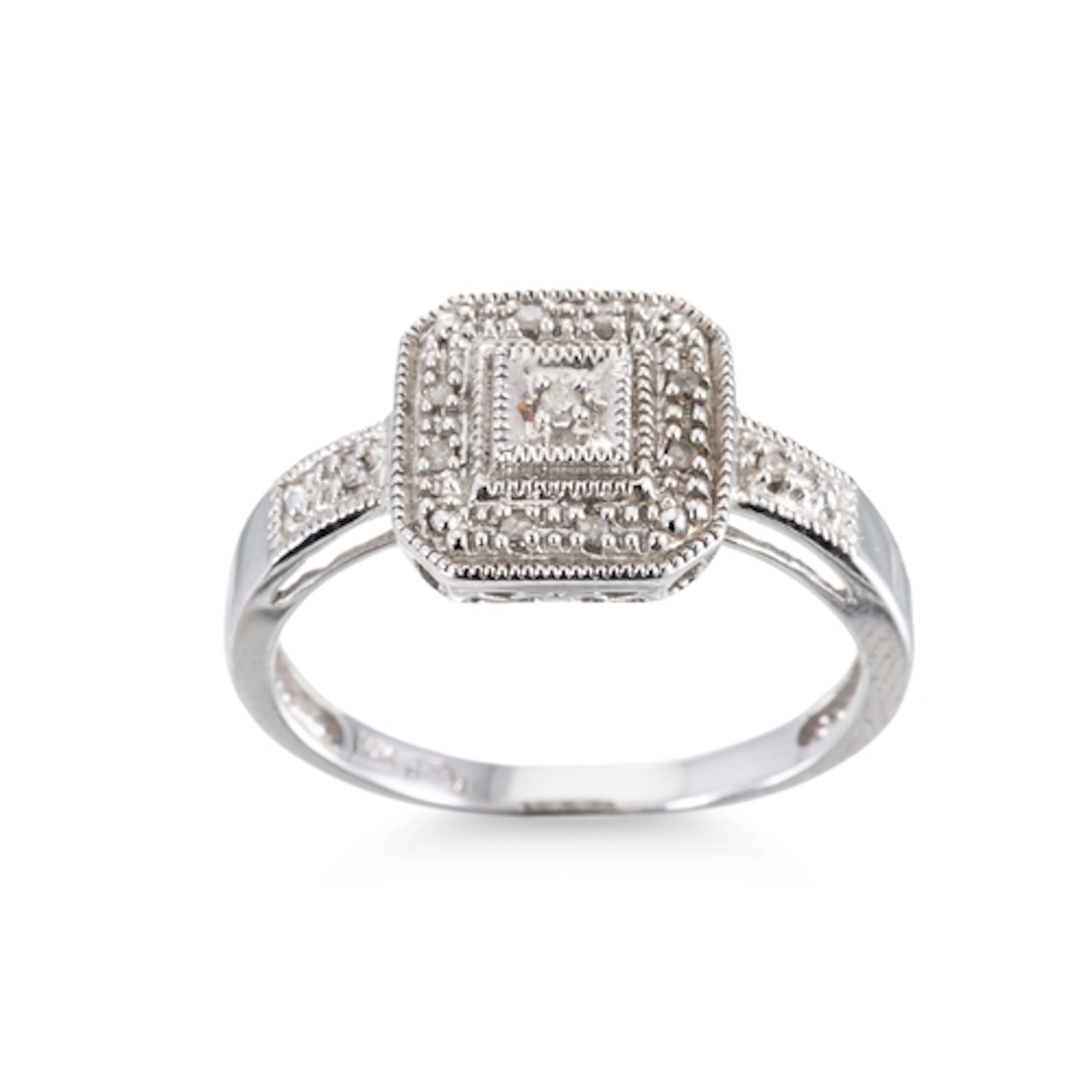 A 10CT GOLD DRESS RING, illusion set with diamonds, size N, ...