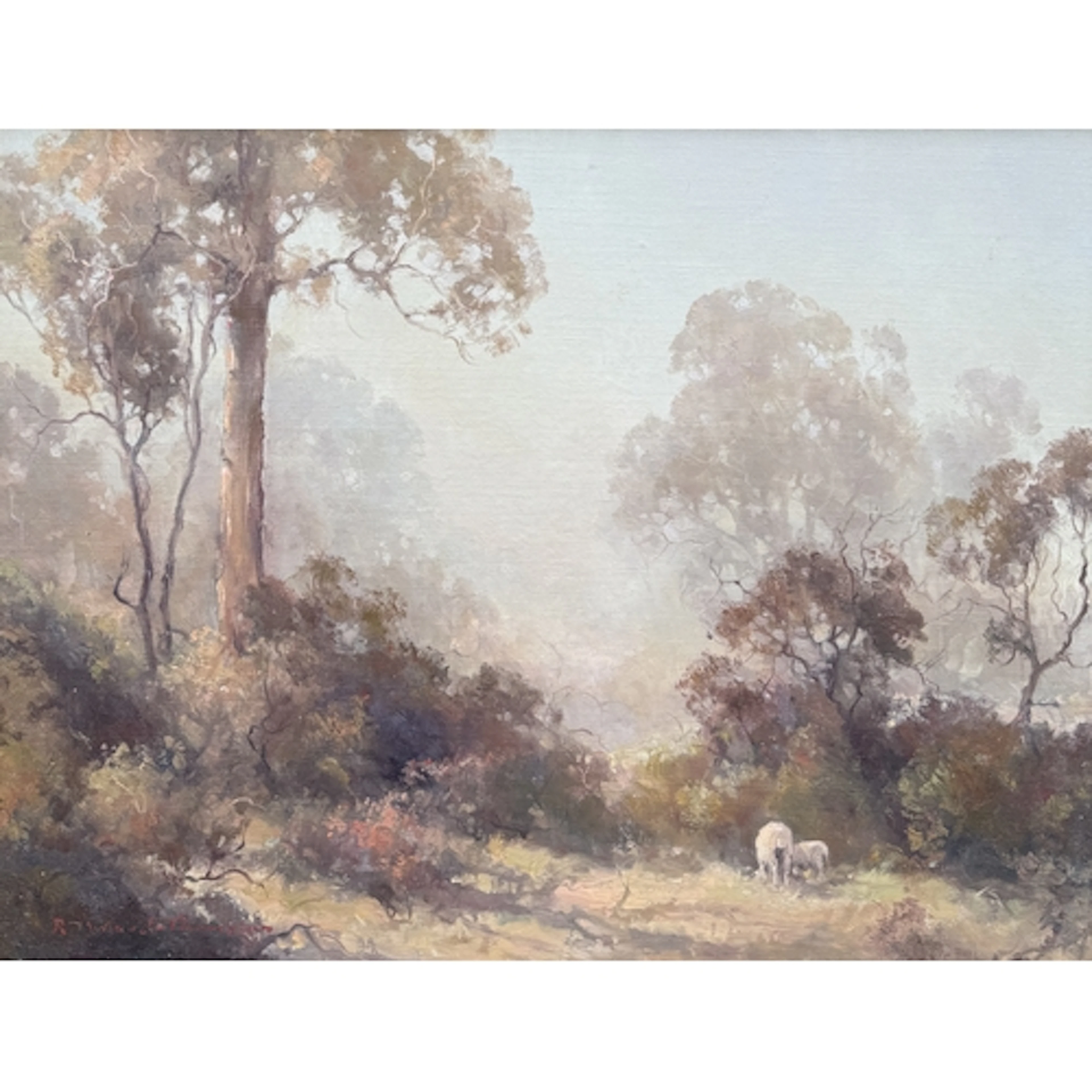 RAYMOND WARD THOMPSON (AUSTRALIAN B.1941): LANDSCAPE WITH SH...