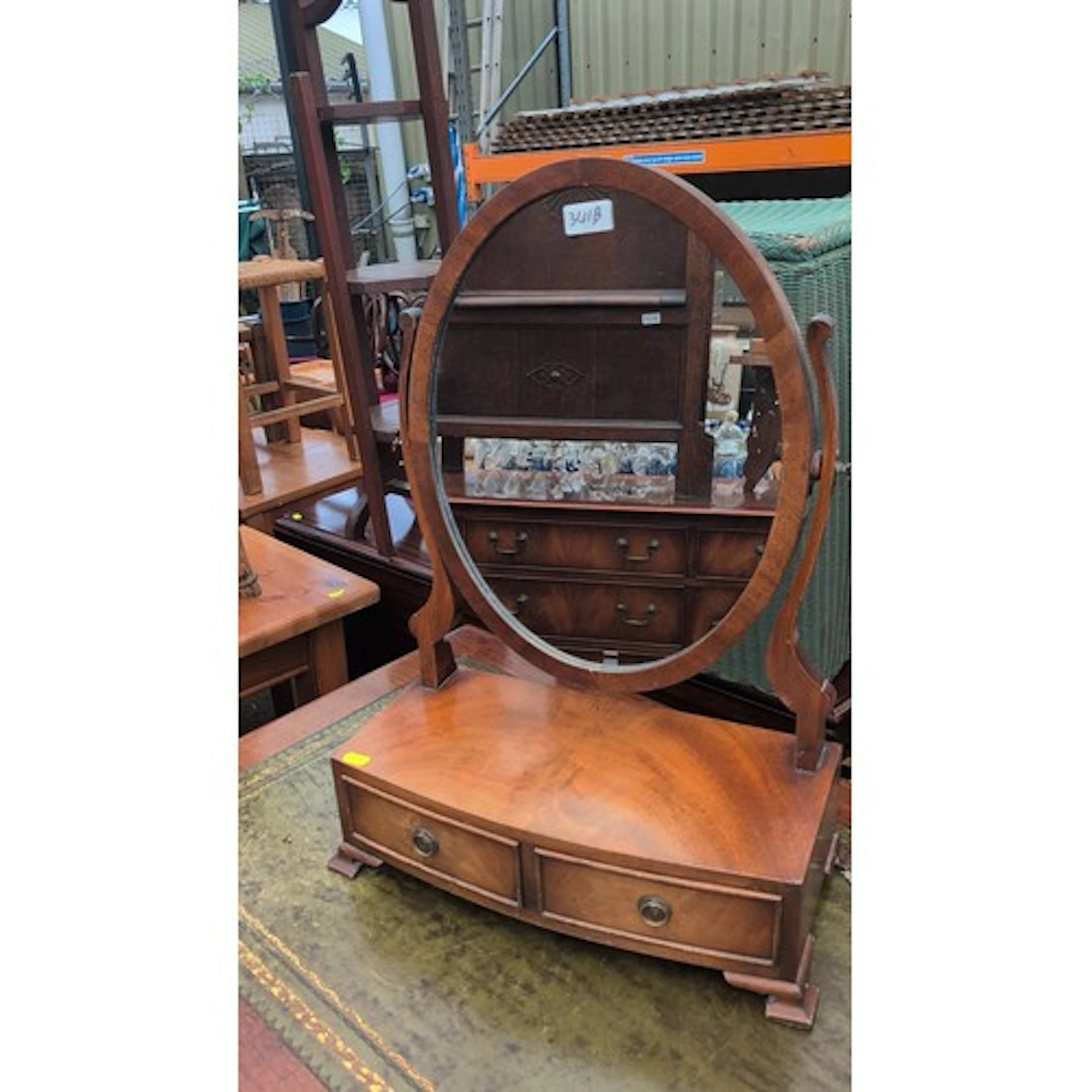 Early 20th century mahogany dressing-table mirror, the oval ...