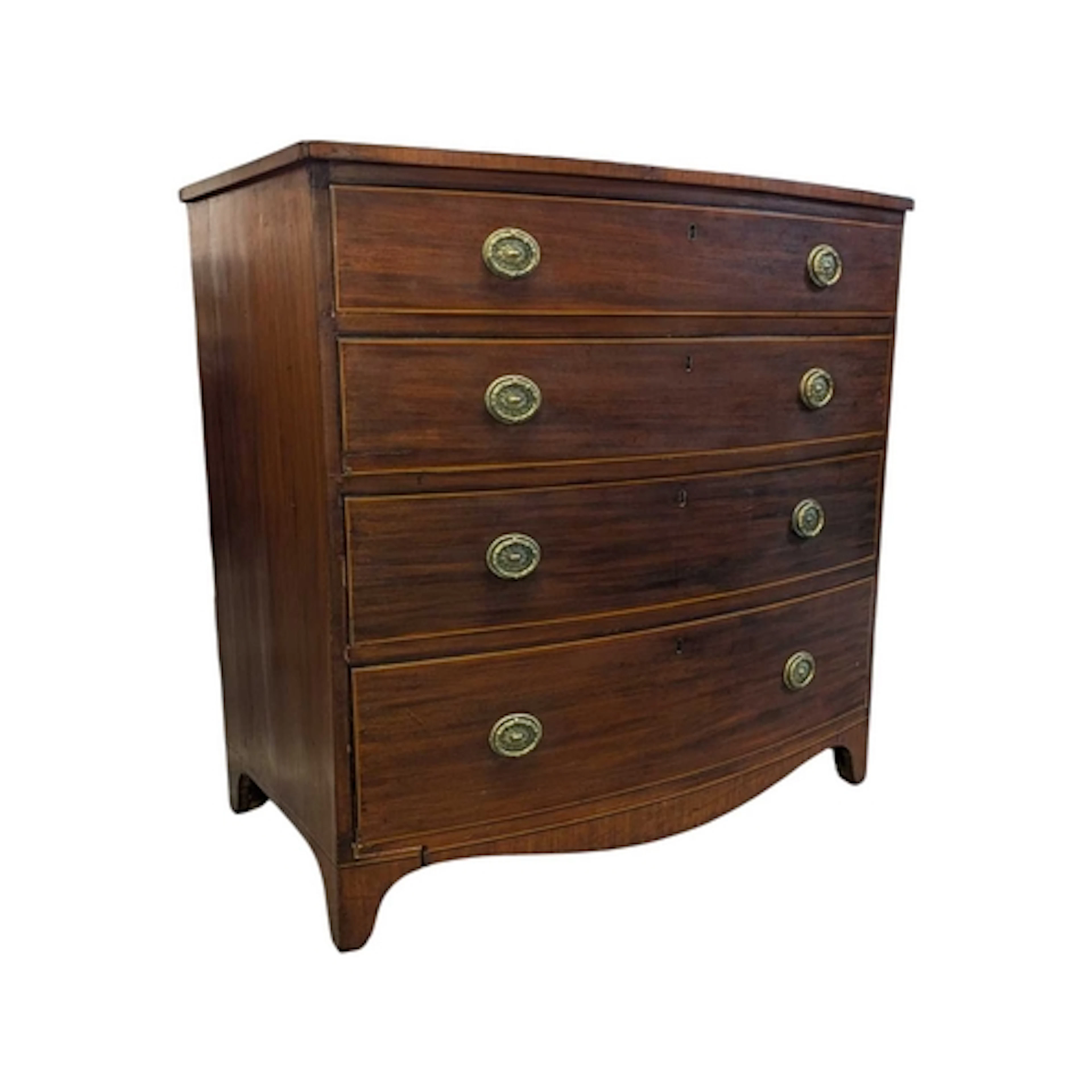 George III 19th century bow front chest of drawers. Having a...