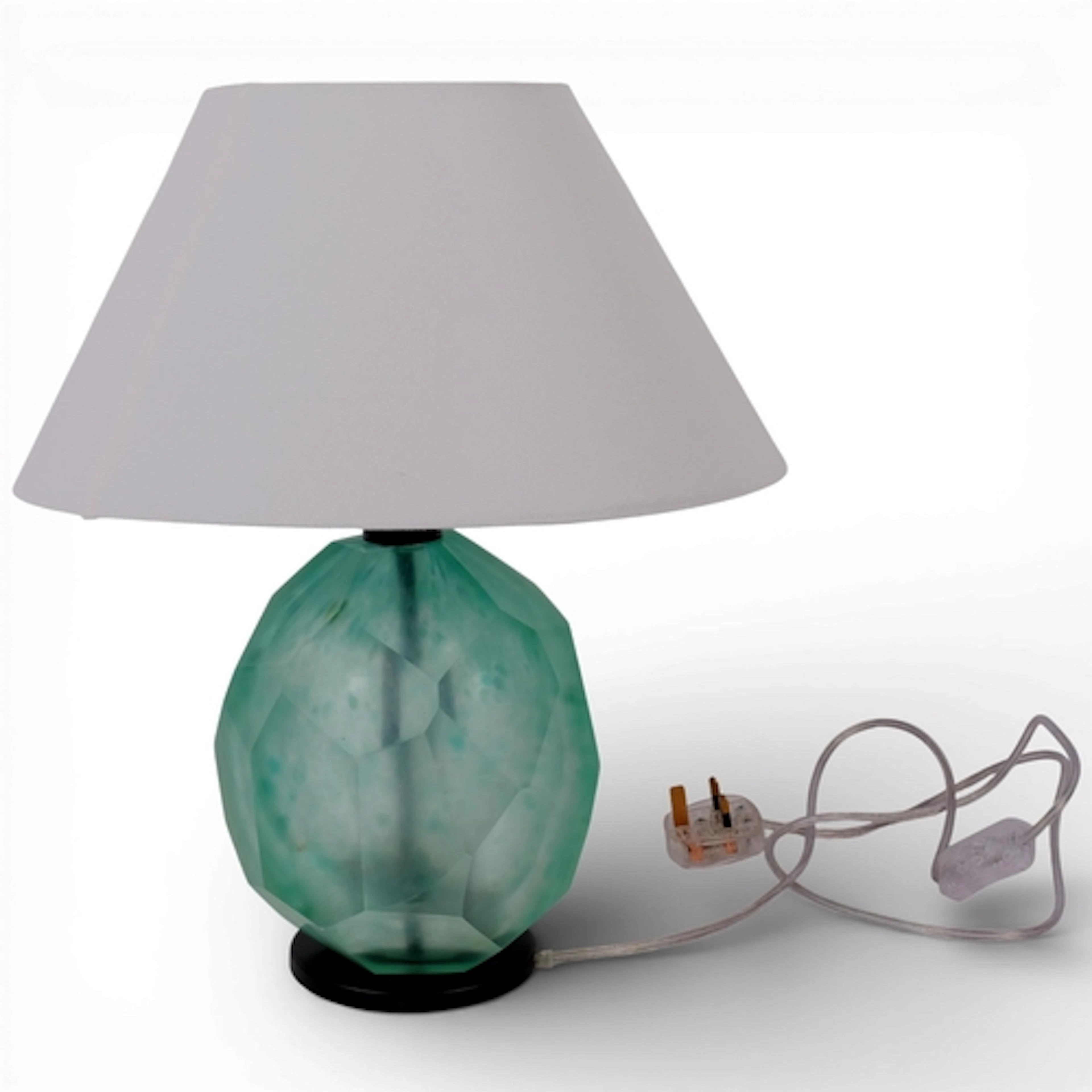 An Art Deco Italian design faceted and frosted heavy glass t...