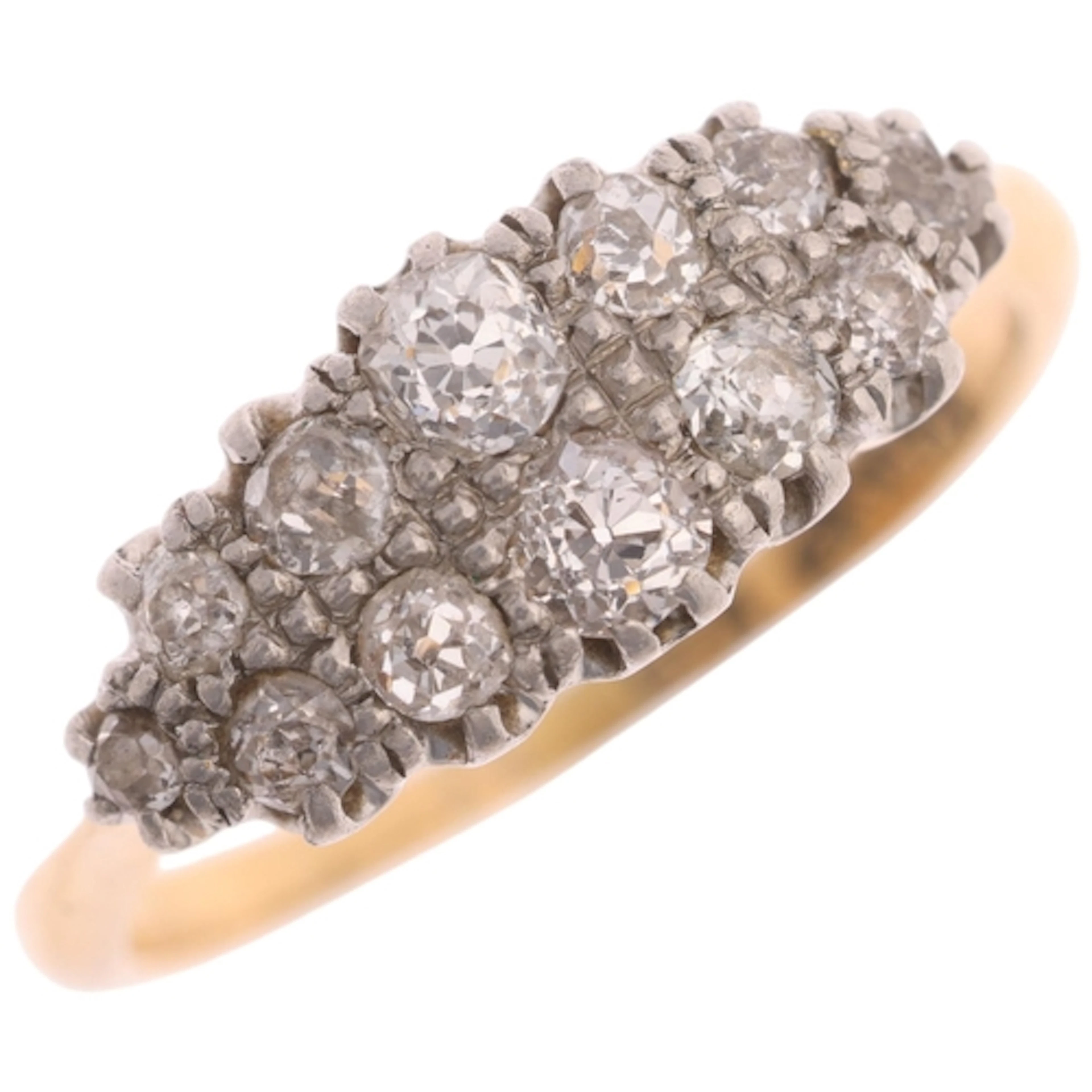 An 18ct gold diamond double-row half hoop ring, maker A H & ...