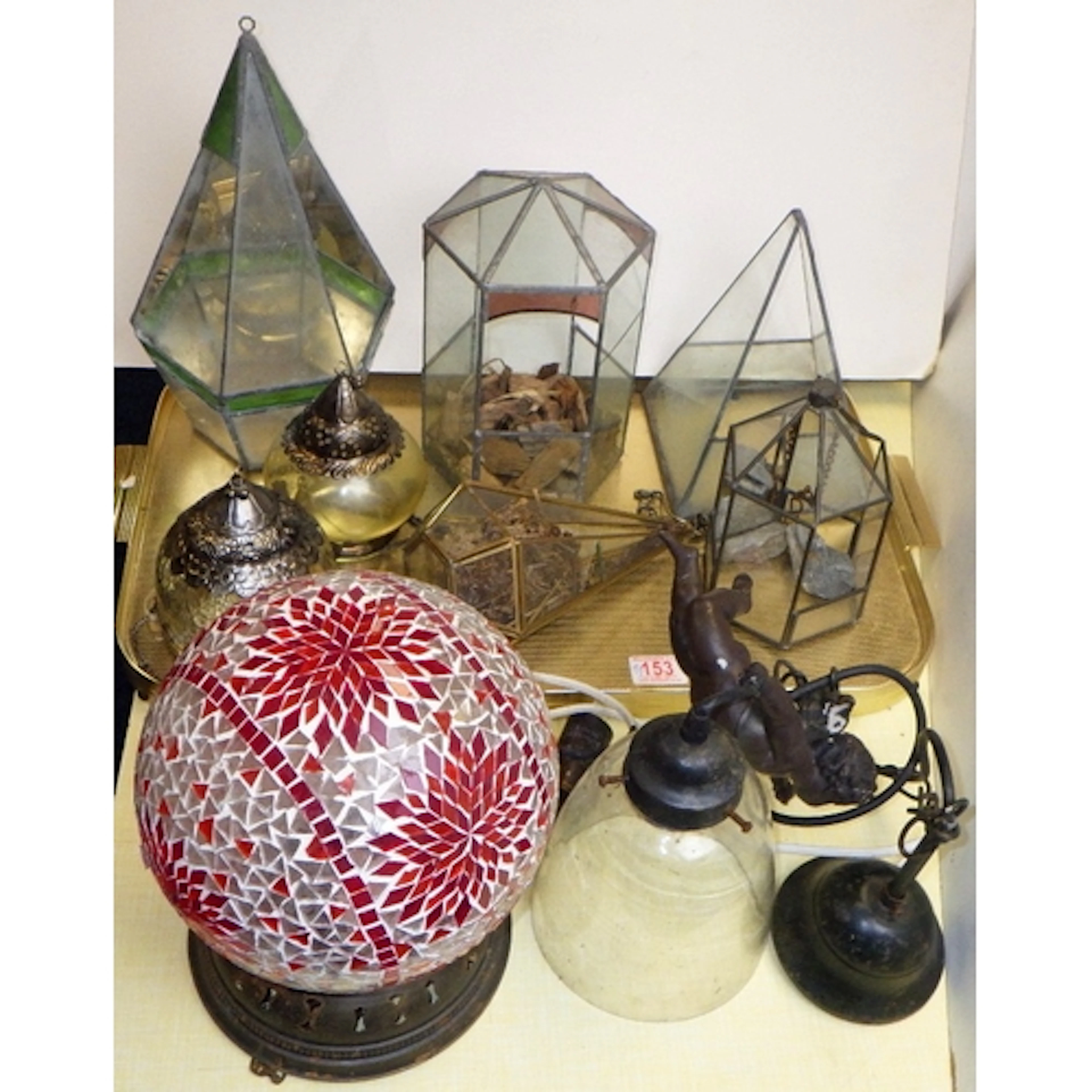 A group of terrariums, lamps etc AF