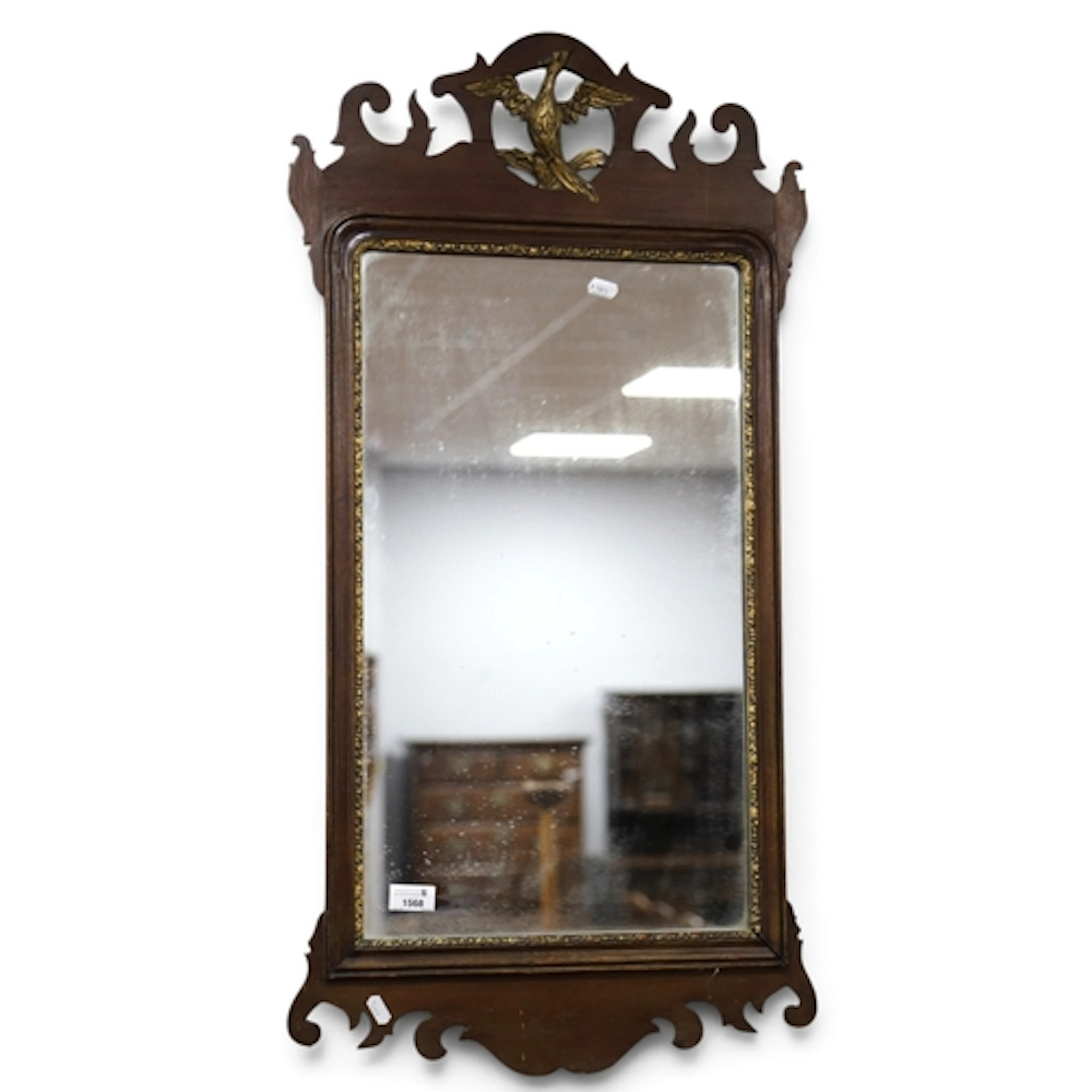 A XIX Century Mahogany Chippendale Style Mirror, with gilt c...