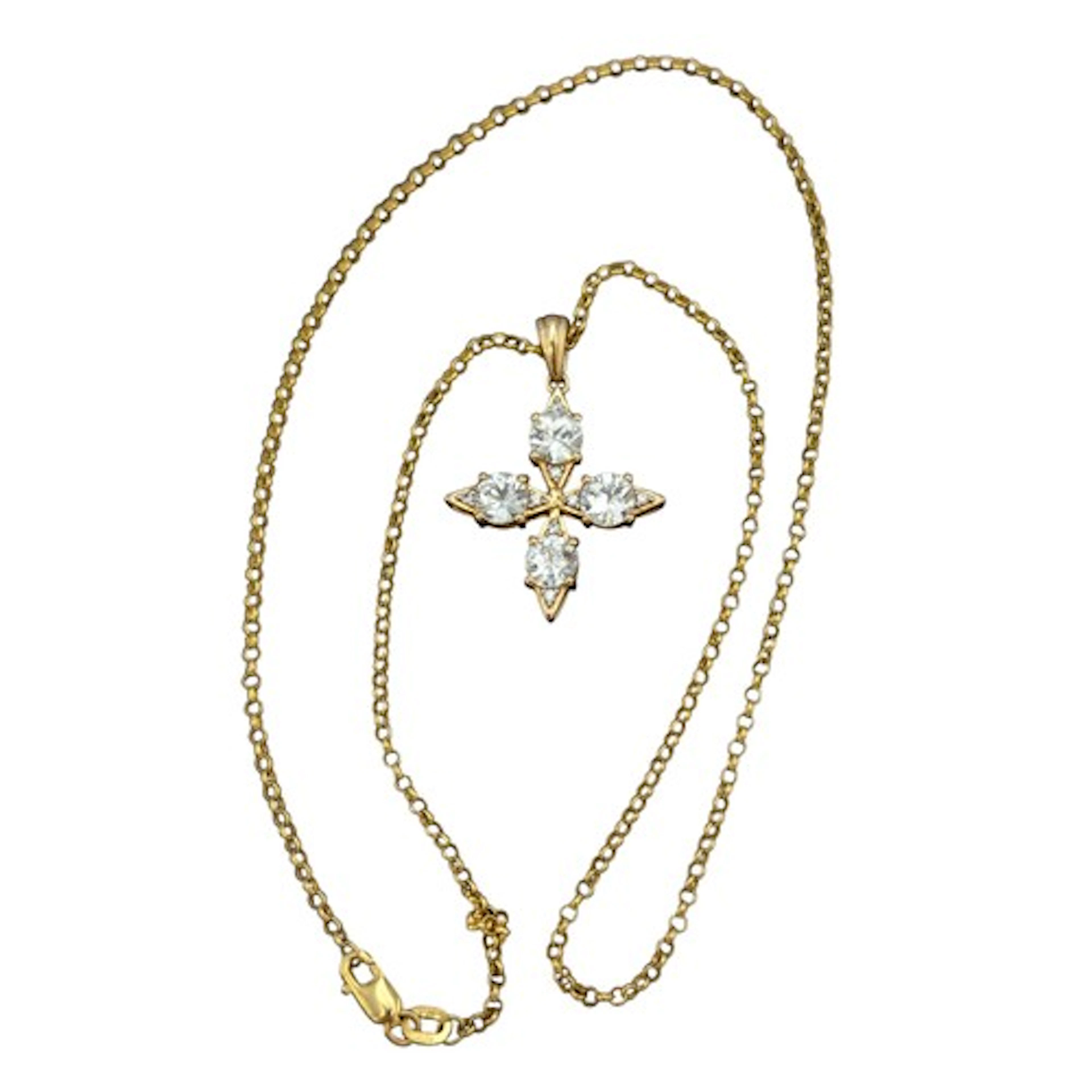 A 9ct gold mounted cz or paste cross pendant necklace, with ...