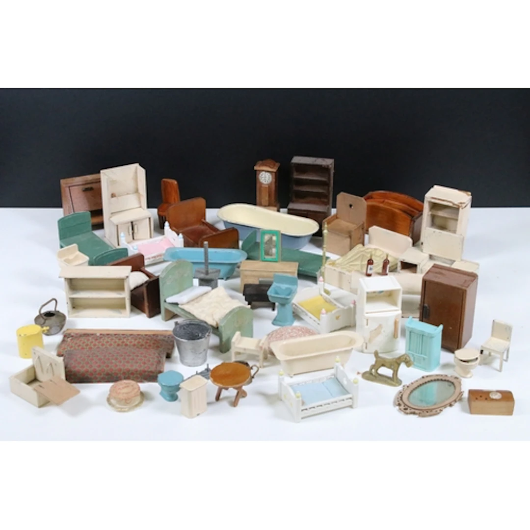 Collection of dolls house furniture and accessories includin...