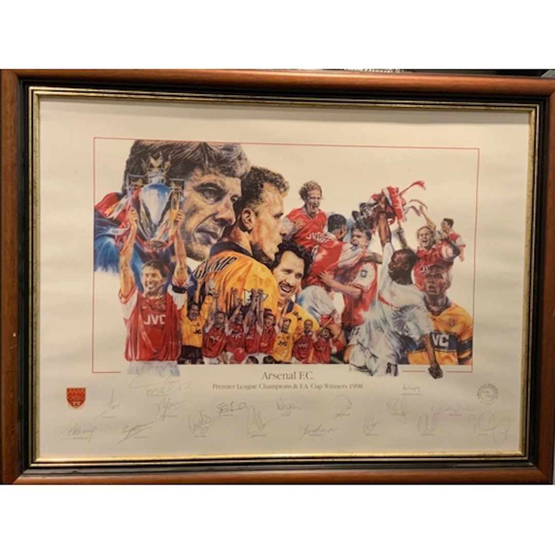 Arsenal 1998 Double Winners Signed Framed Football Print: St...