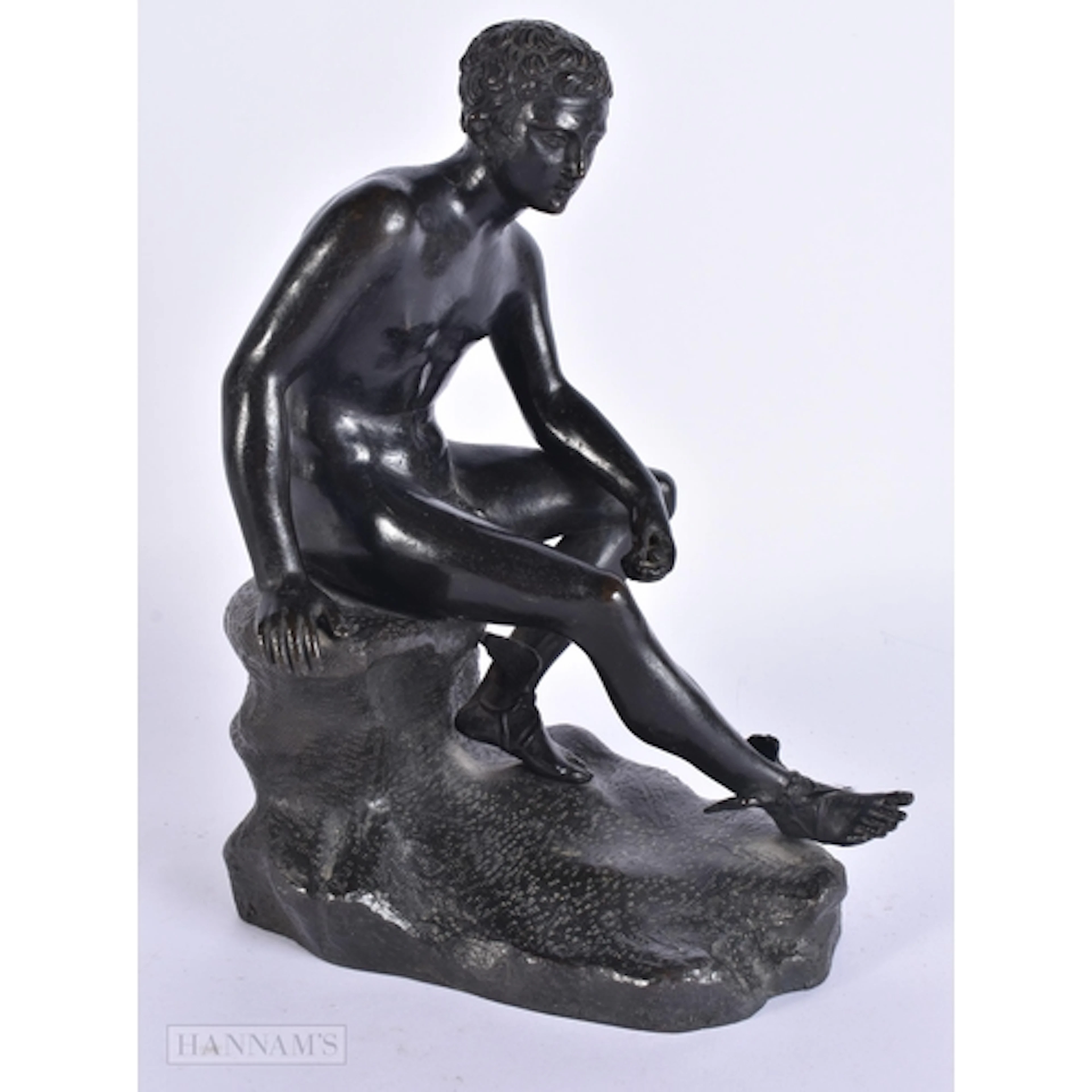 A 19TH CENTURY GRAND TOUR BRONZE FIGURE OF HERMES modelled s...