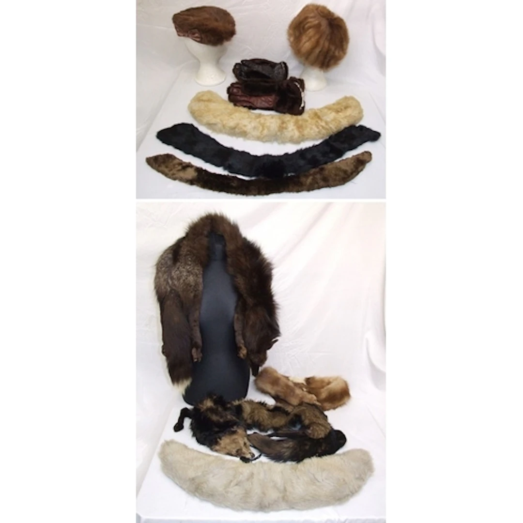 2 Ladies Real Fur Hats, real & faux fur collars, 2 Fox Fur S...