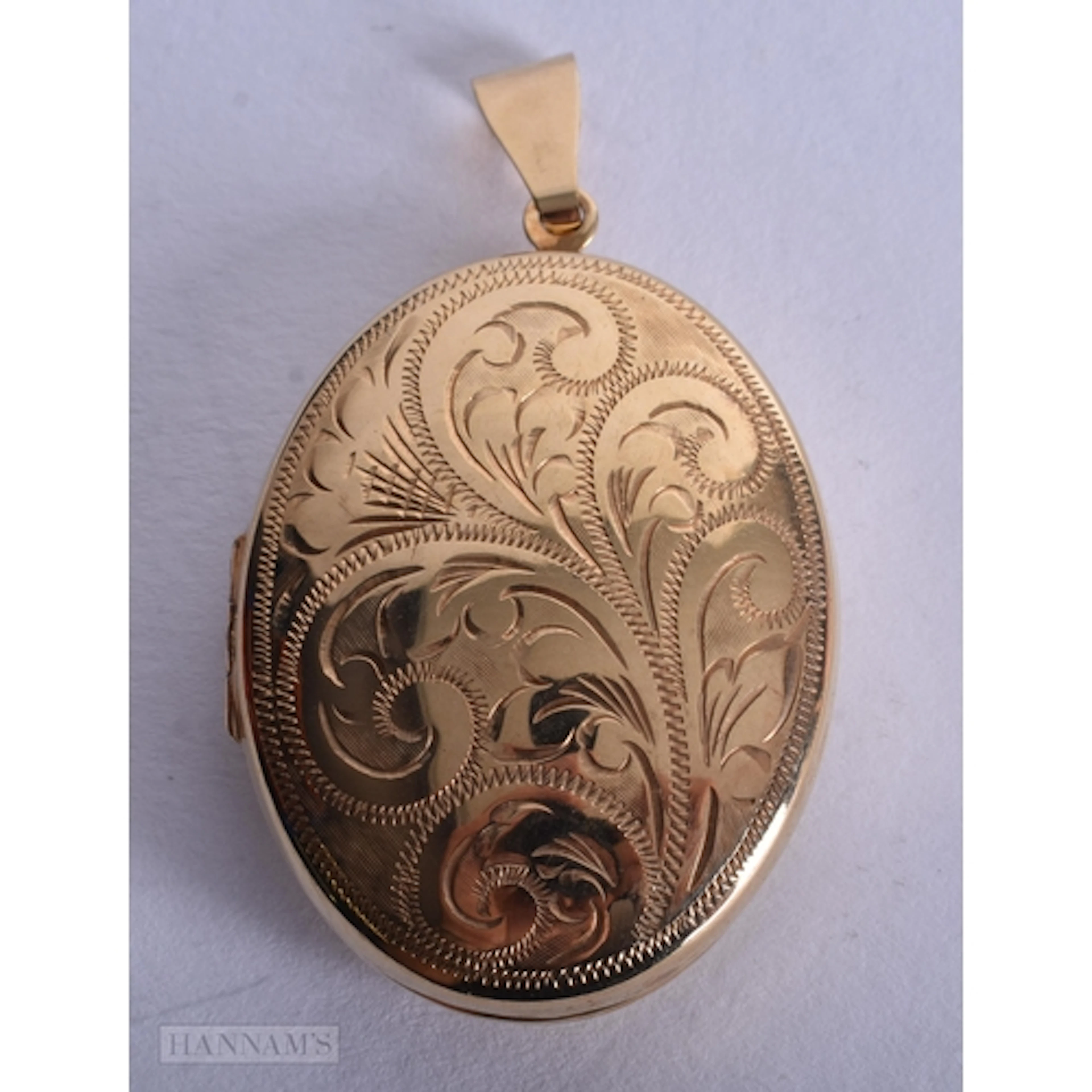 Rolled Gold Locket Pendant w/ Etched Scrolling Design (8g). ...