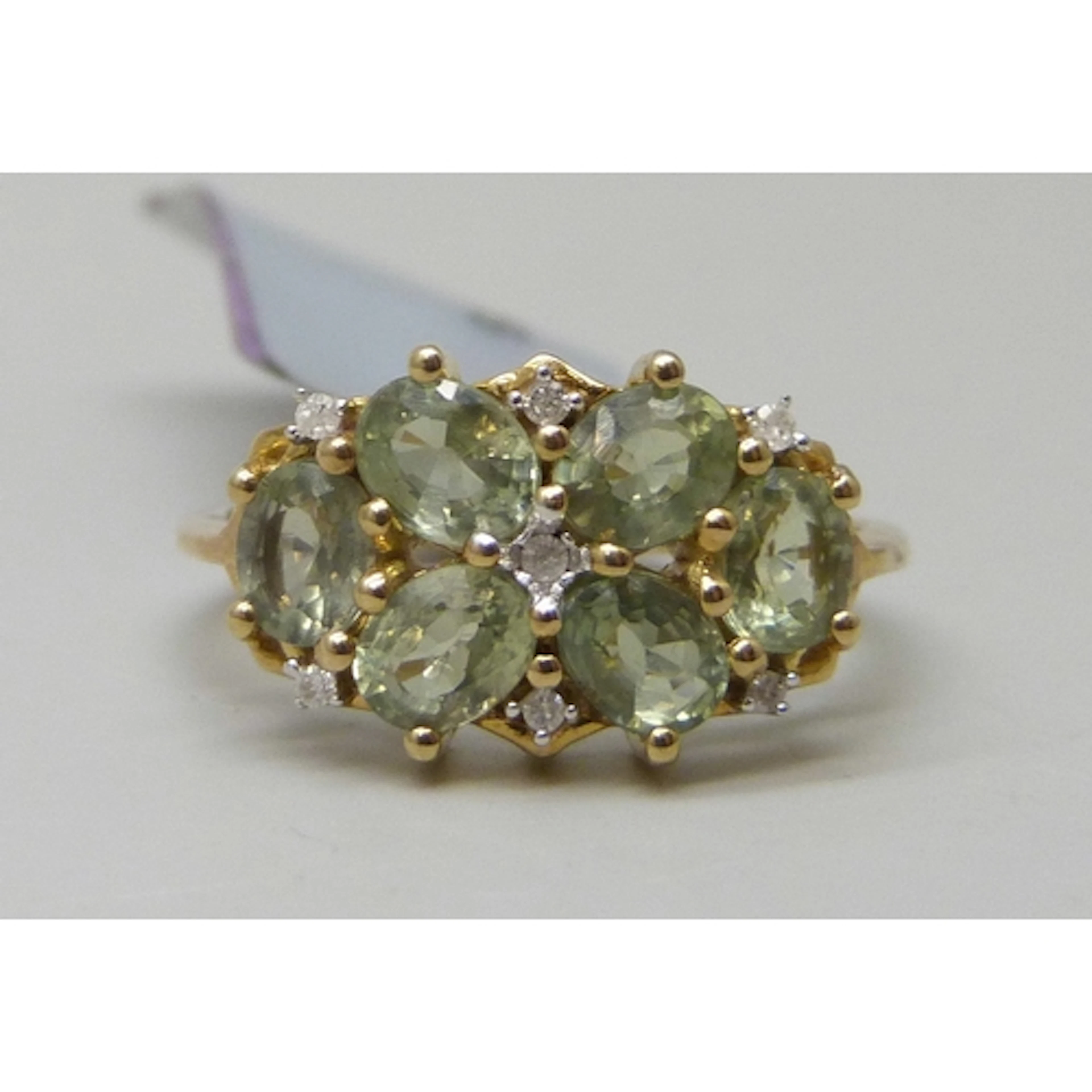 A Gemporia 9ct gold, possibly green sapphire and diamond rin...