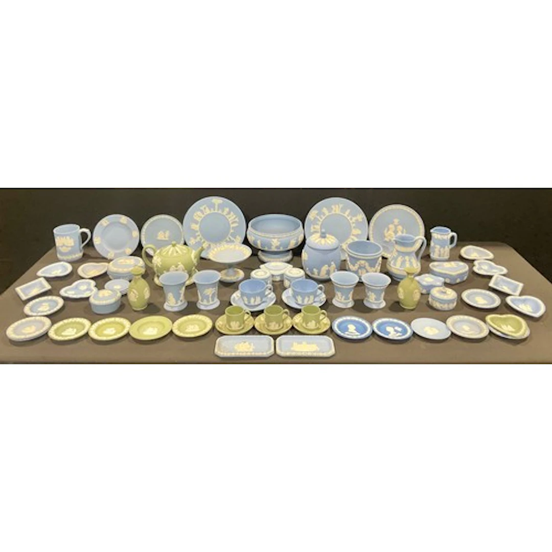 Wedgwood Jasperware - a blue Jasperware ovoid biscuit barrel...