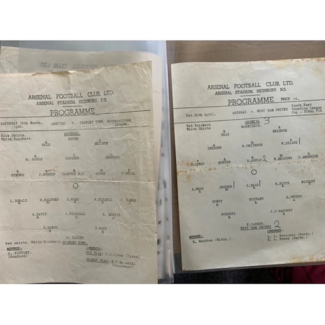 59/60 Arsenal Youth + SE Counties Home Football Programmes: ...