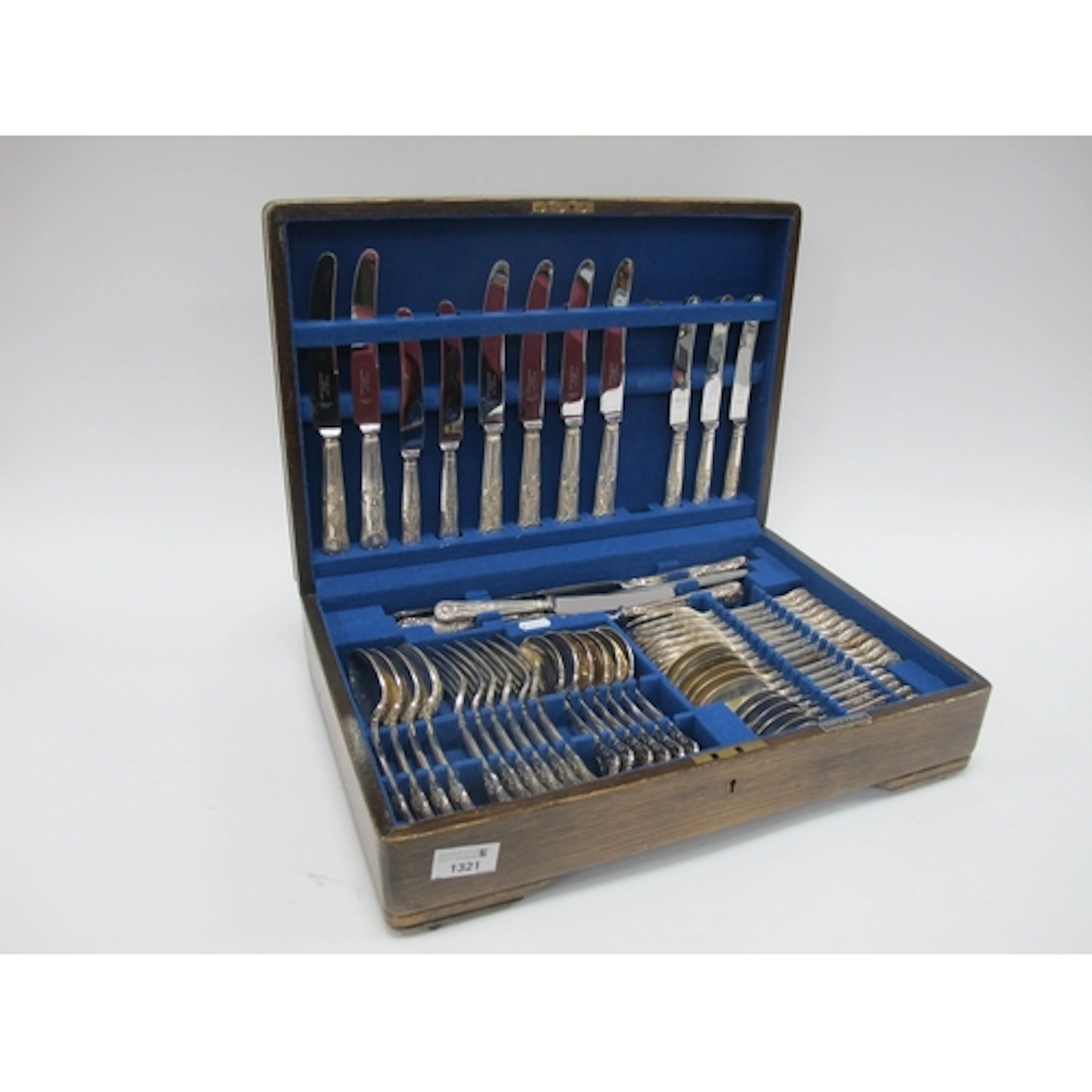 Mappin & Webb cased canteen of cutlery, silver plated in Kin...