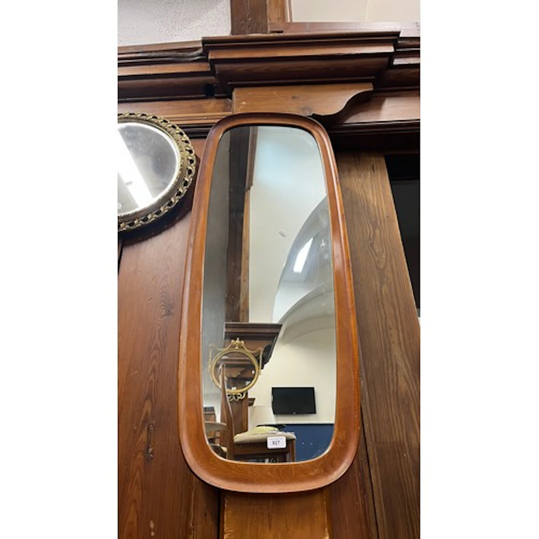 Mid Century teak wall mirror.