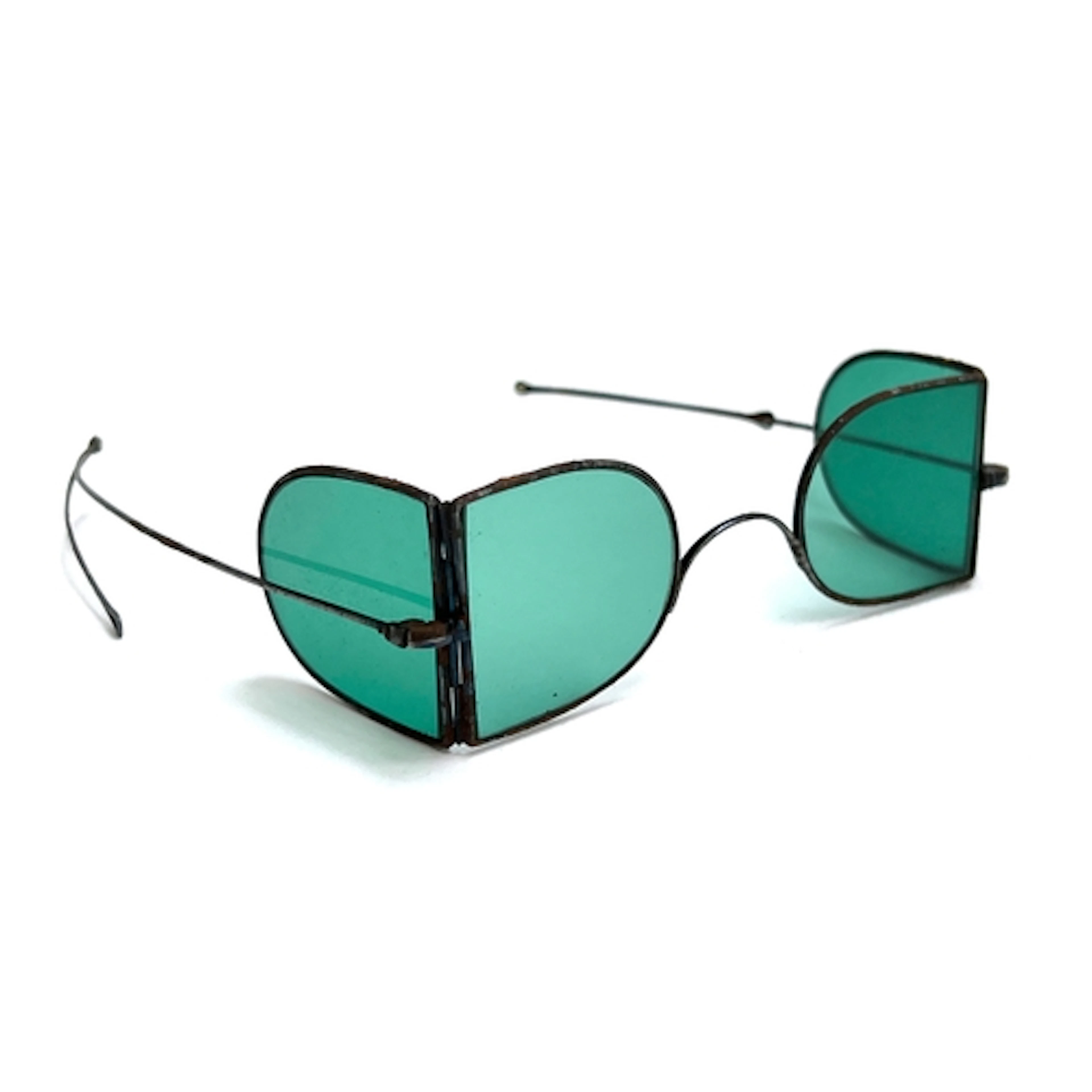 A pair of Victorian 'double D' railway spectacles emerald ti...