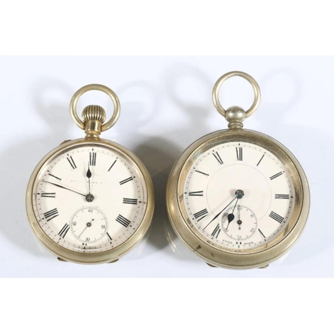 Two white metal cased pocket watches. (2)