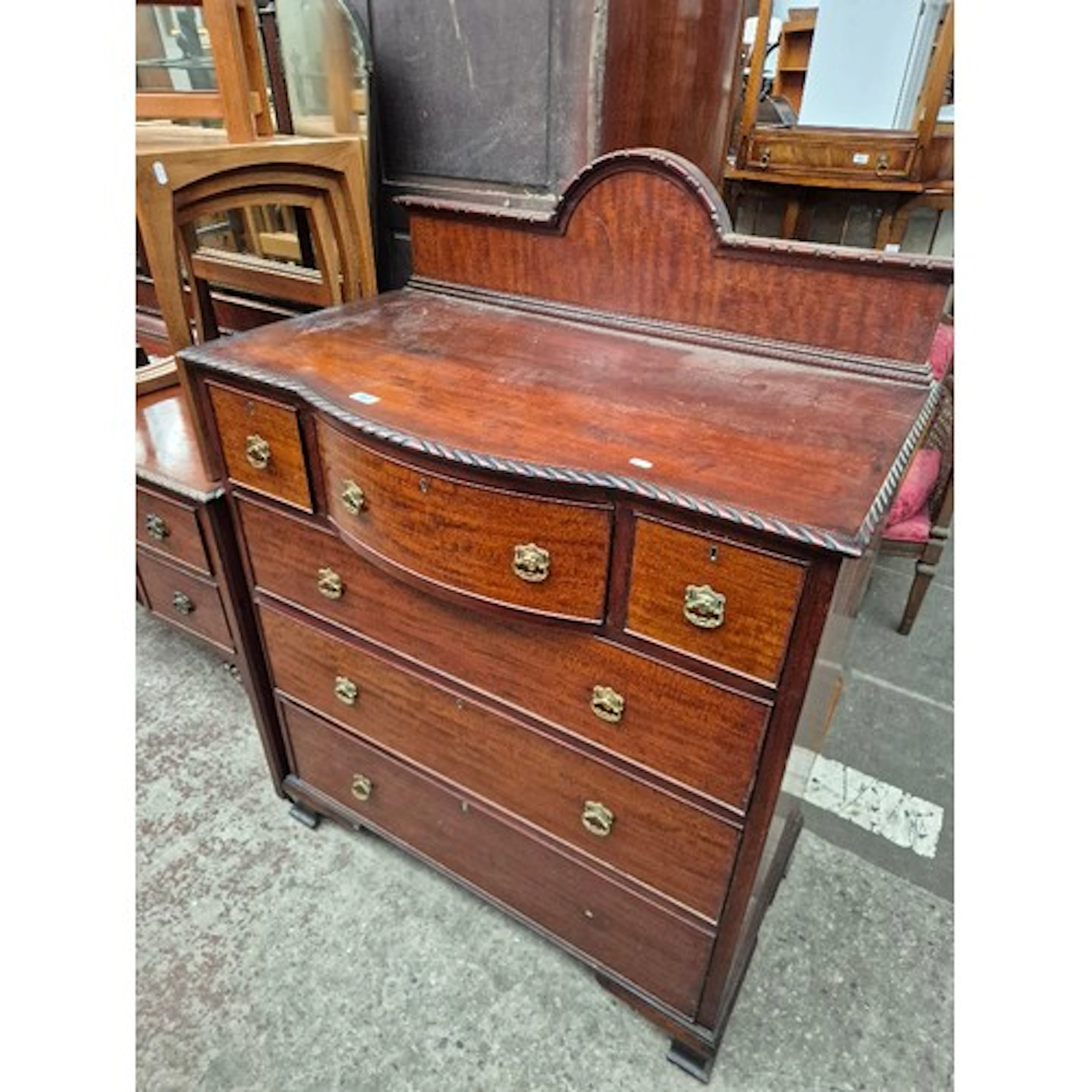 A vintage mahogany bedroom suite comprising bow front chest ...