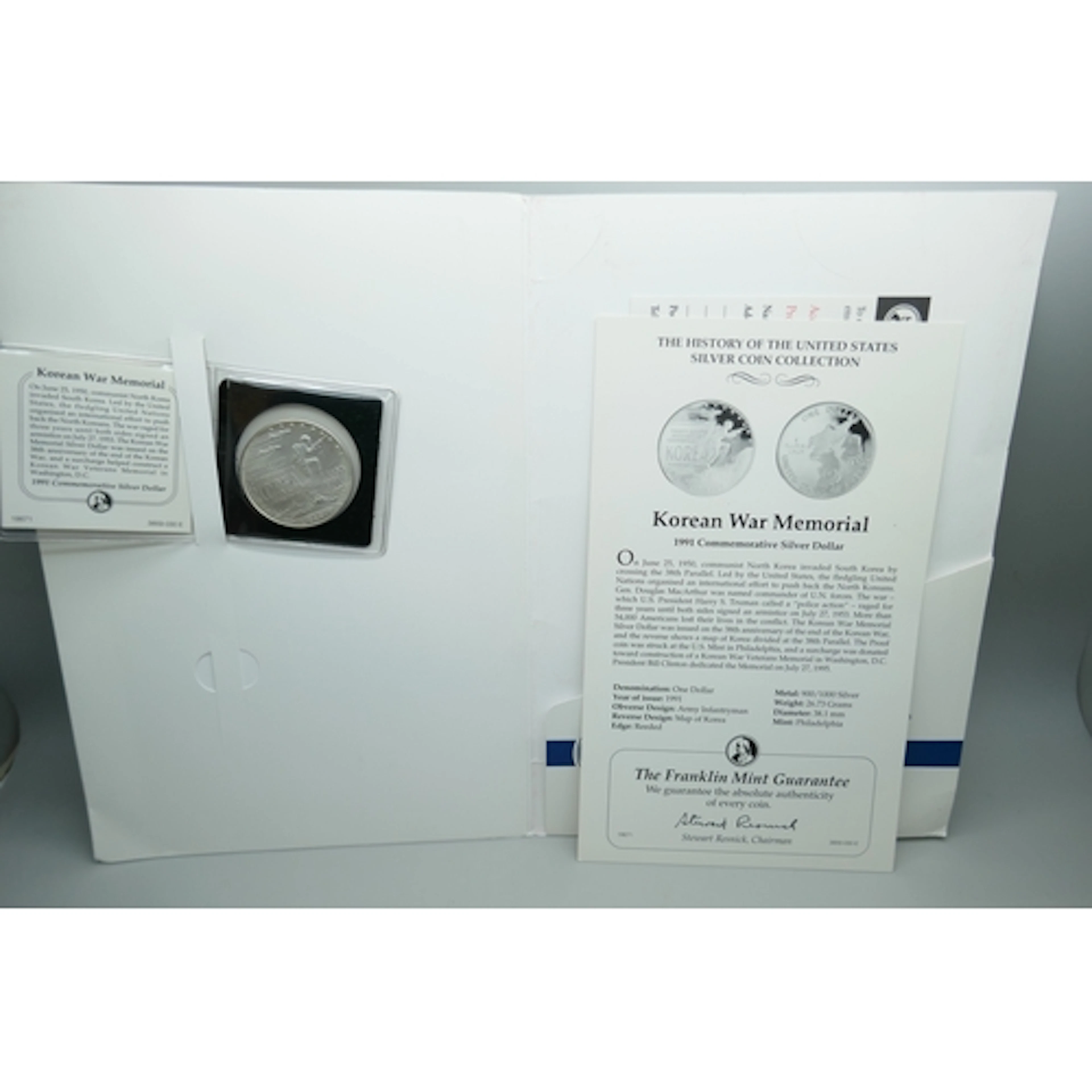 Franklin Mint coins - A Korean war commemorative silver doll...