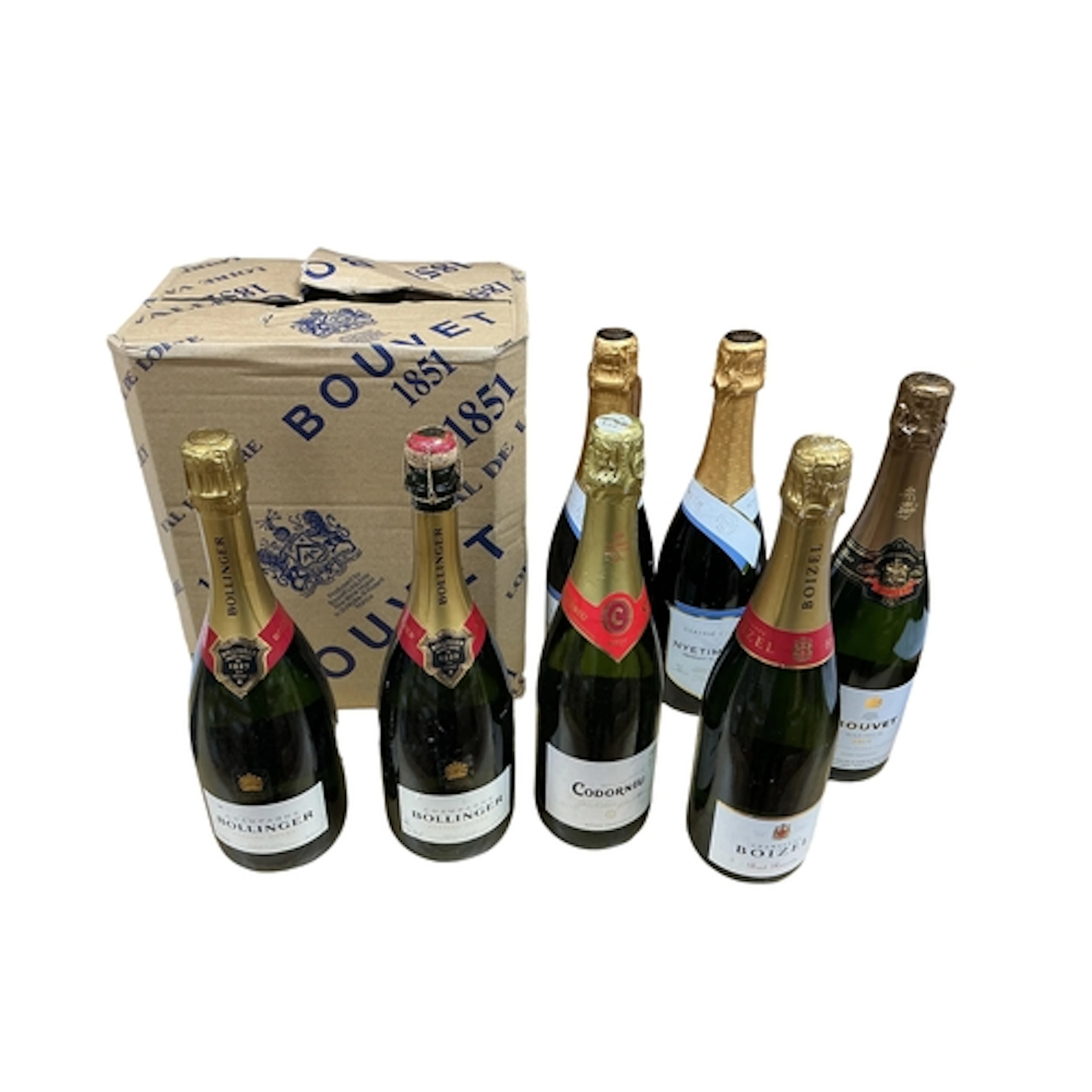 Twelve bottles of champagne, Cava and sparkling wine compris...