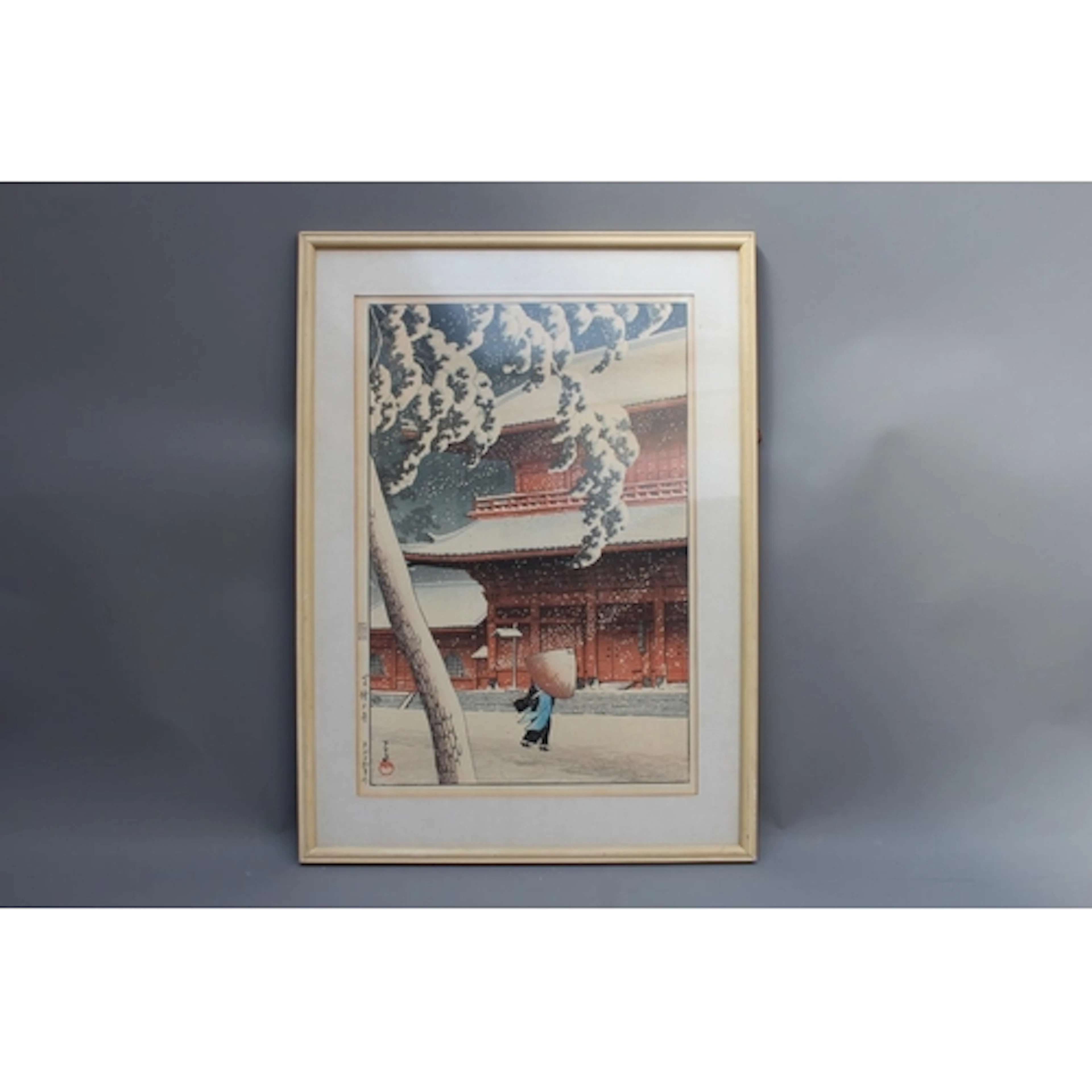 KAWASE HASUI (Japanese 1883-1957), Zojoji Temple in Snow, uk...