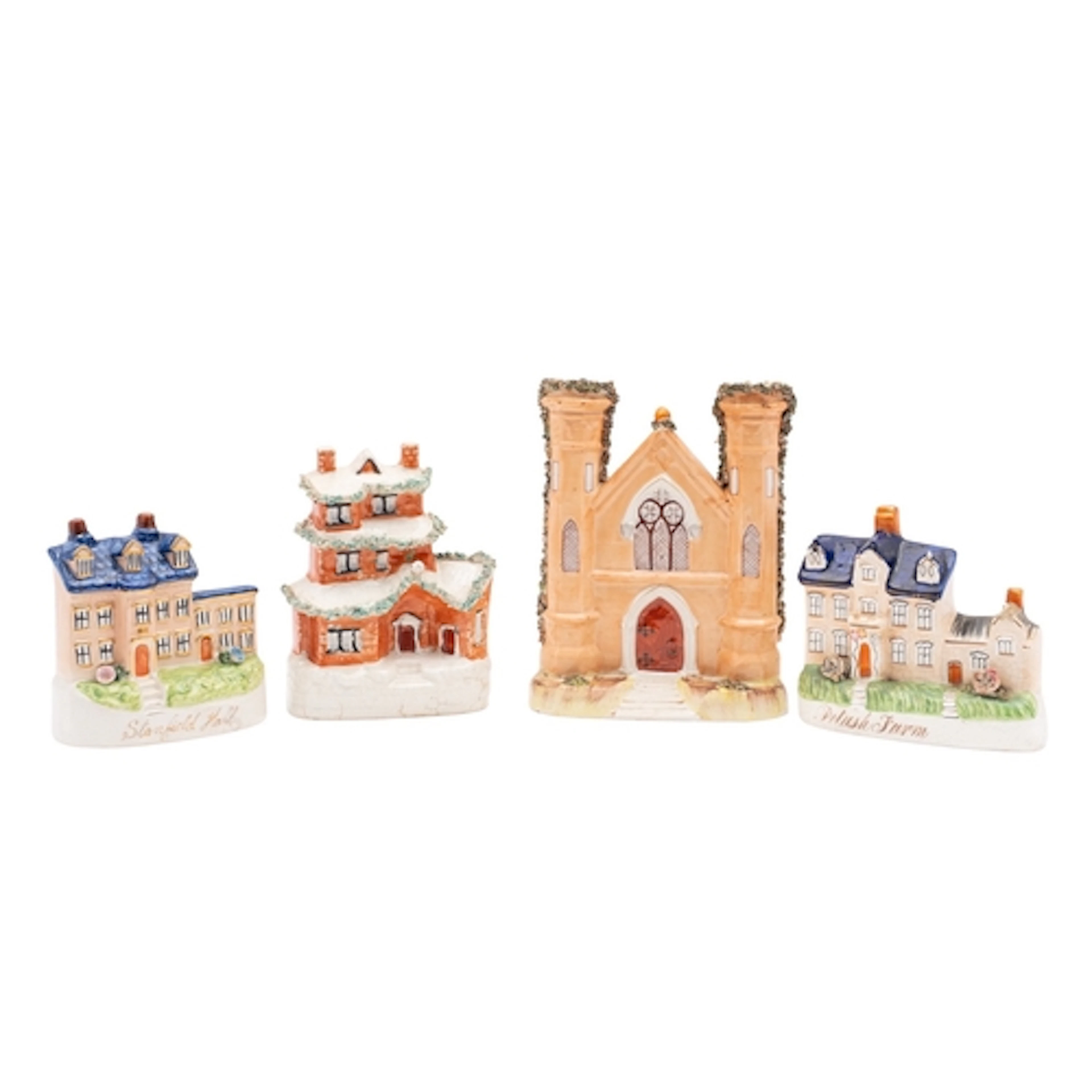 Two Victorian Staffordshire pottery models of 'Stanfield Hal...