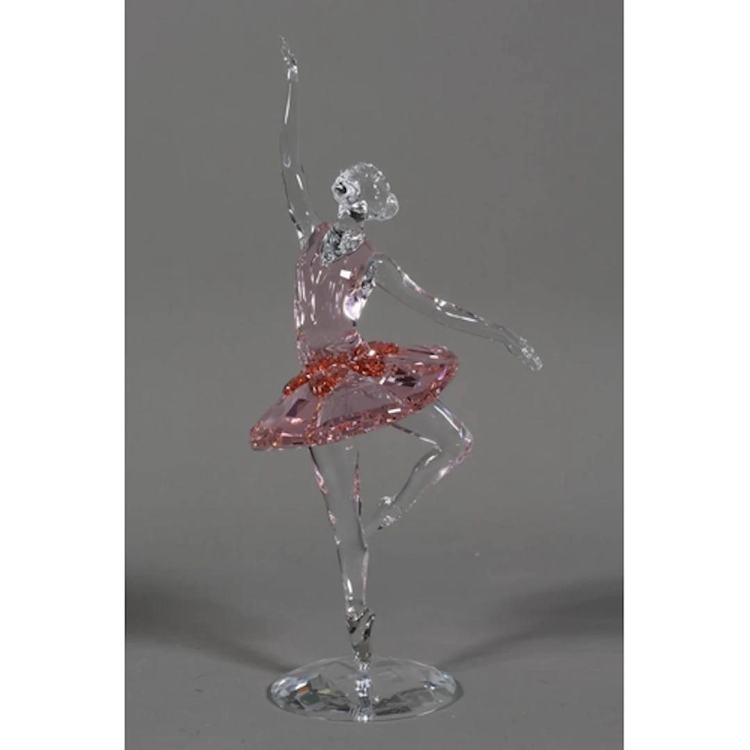 Boxed Swarovski crystal Ballerina with pink leotard and tutu...