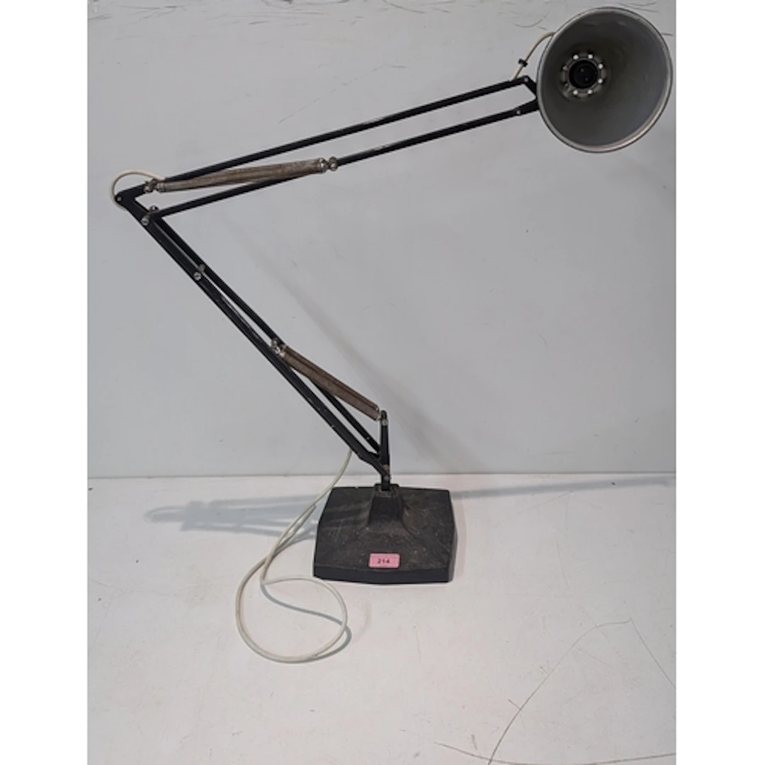 A mid/late 20th century black painted anglepoise lamp on squ...