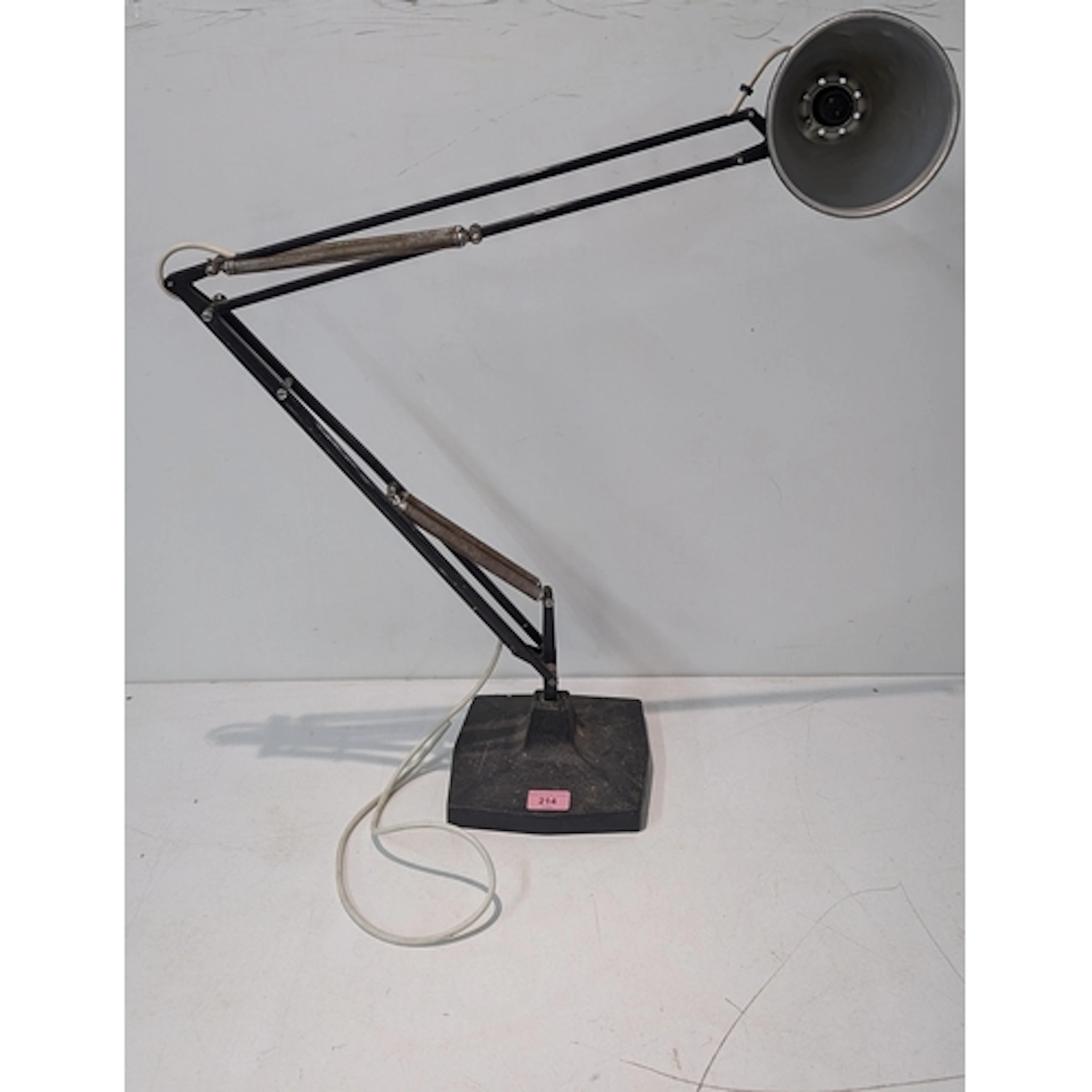 A mid/late 20th century black painted anglepoise lamp on squ...