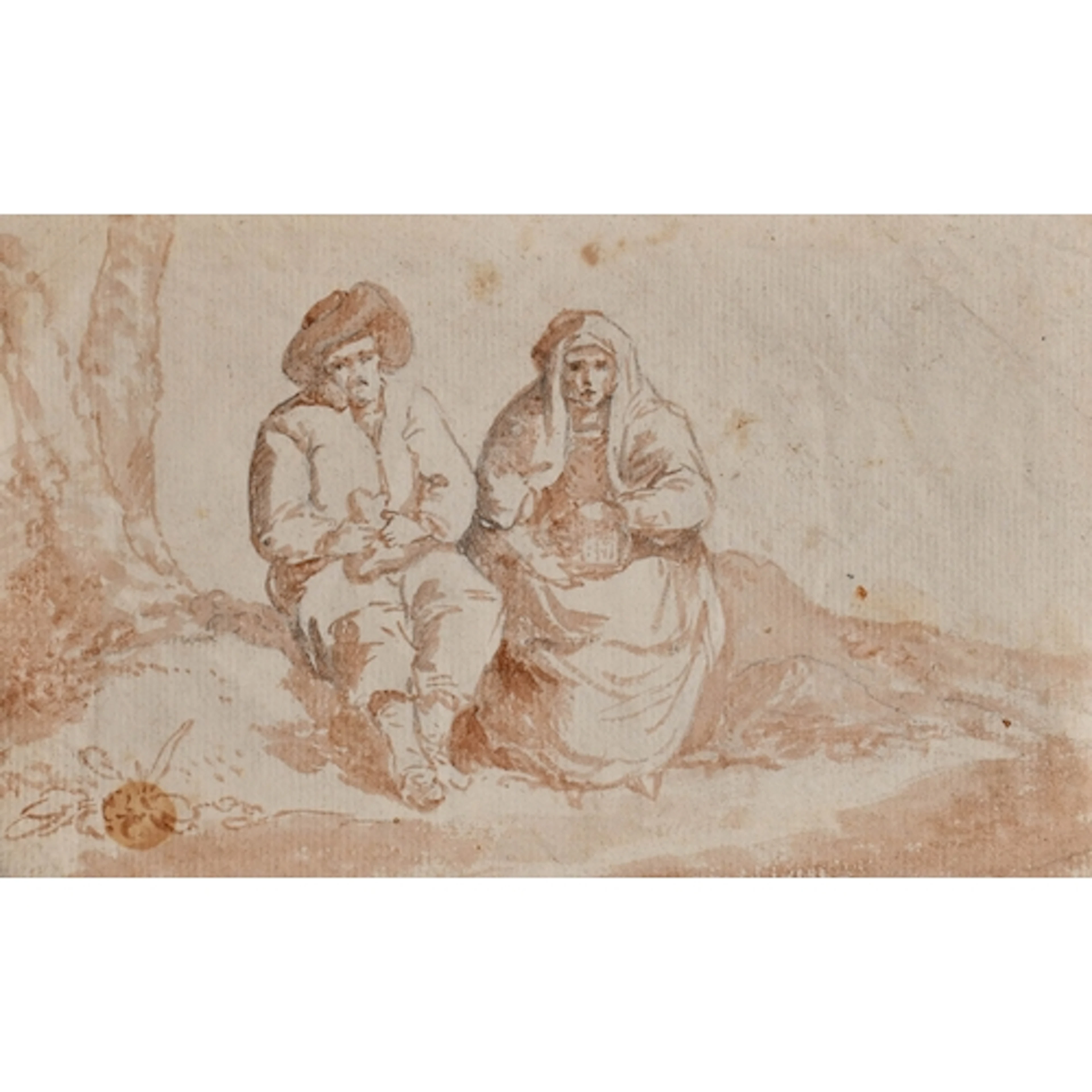 Manner of Salvator Rosa (1615-1673) Italian. Seated Figures,...