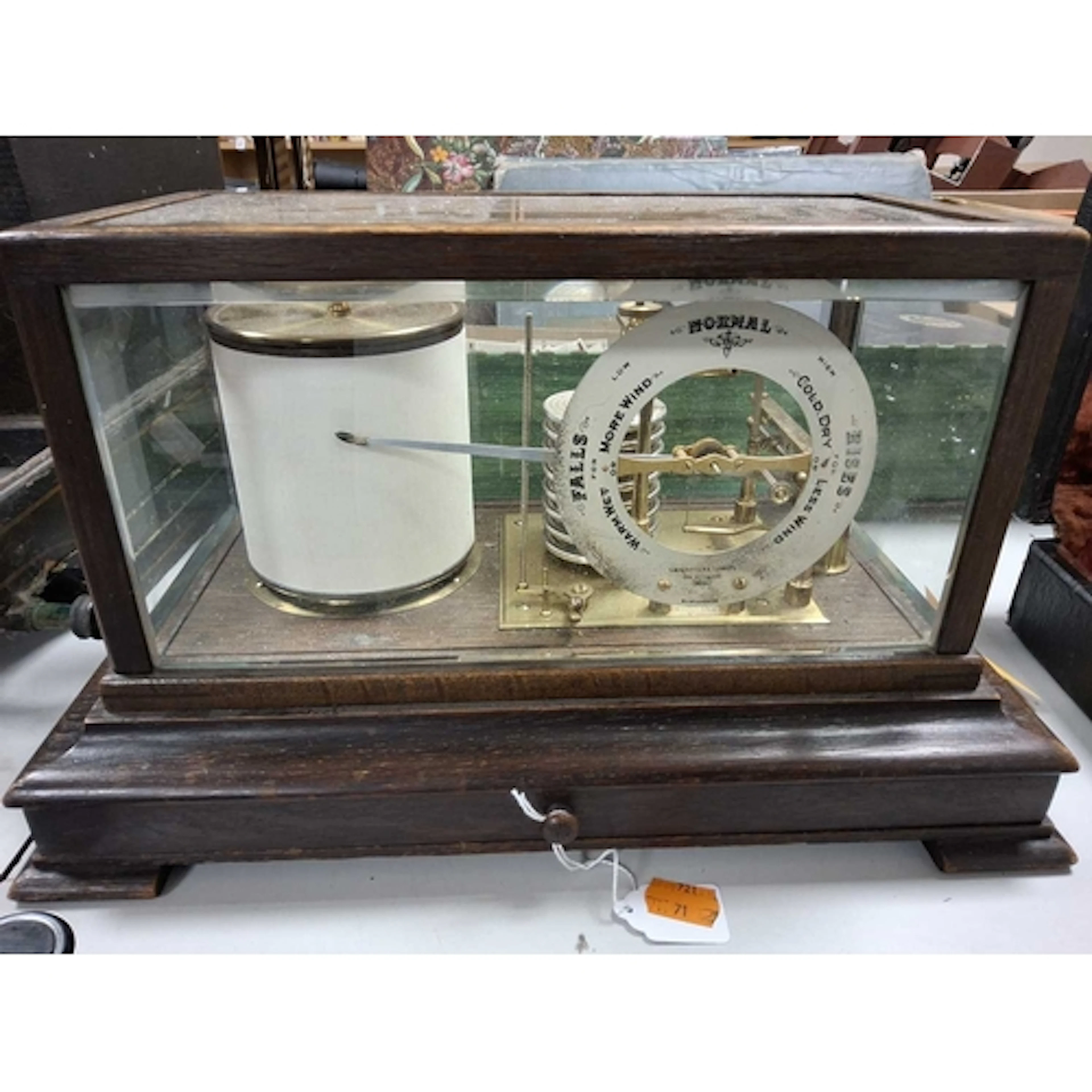 AN EDWARDIAN OAK CASED ANEROID BAROGRAPH BY LANCASTER AND TH...
