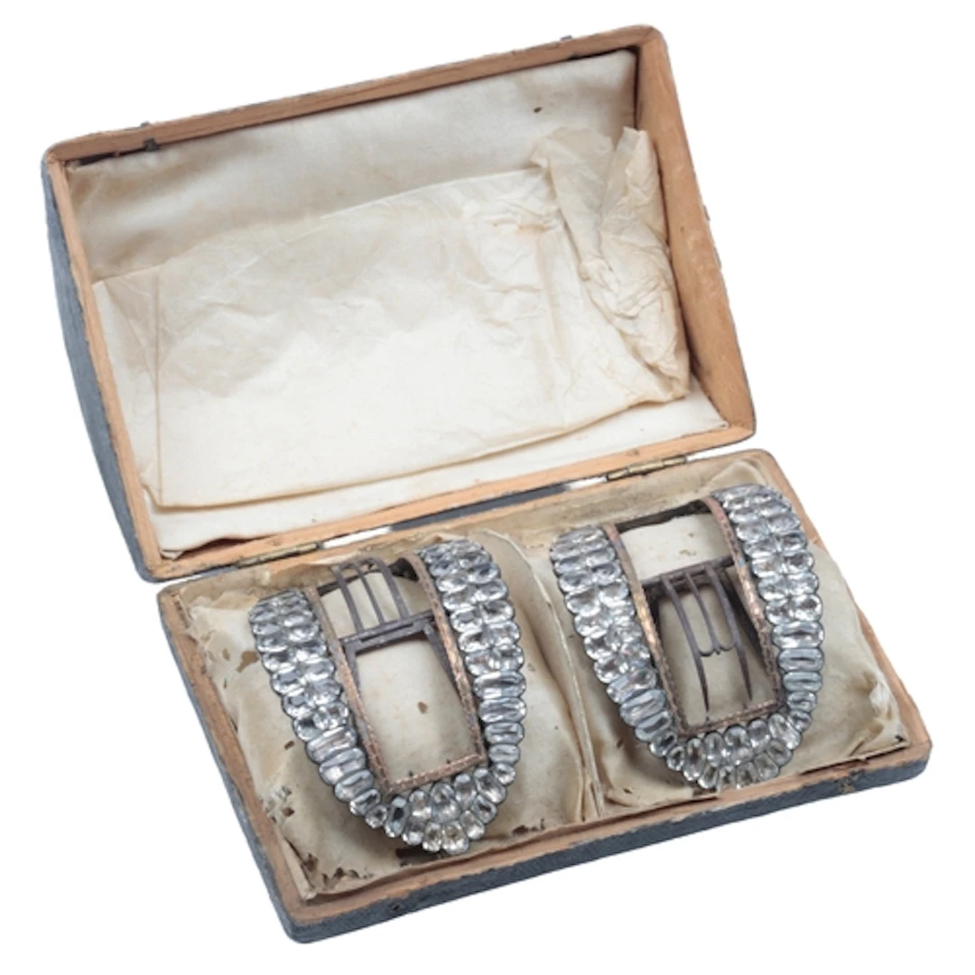 A cased pair of George III paste buckles, late 18th/early 19...