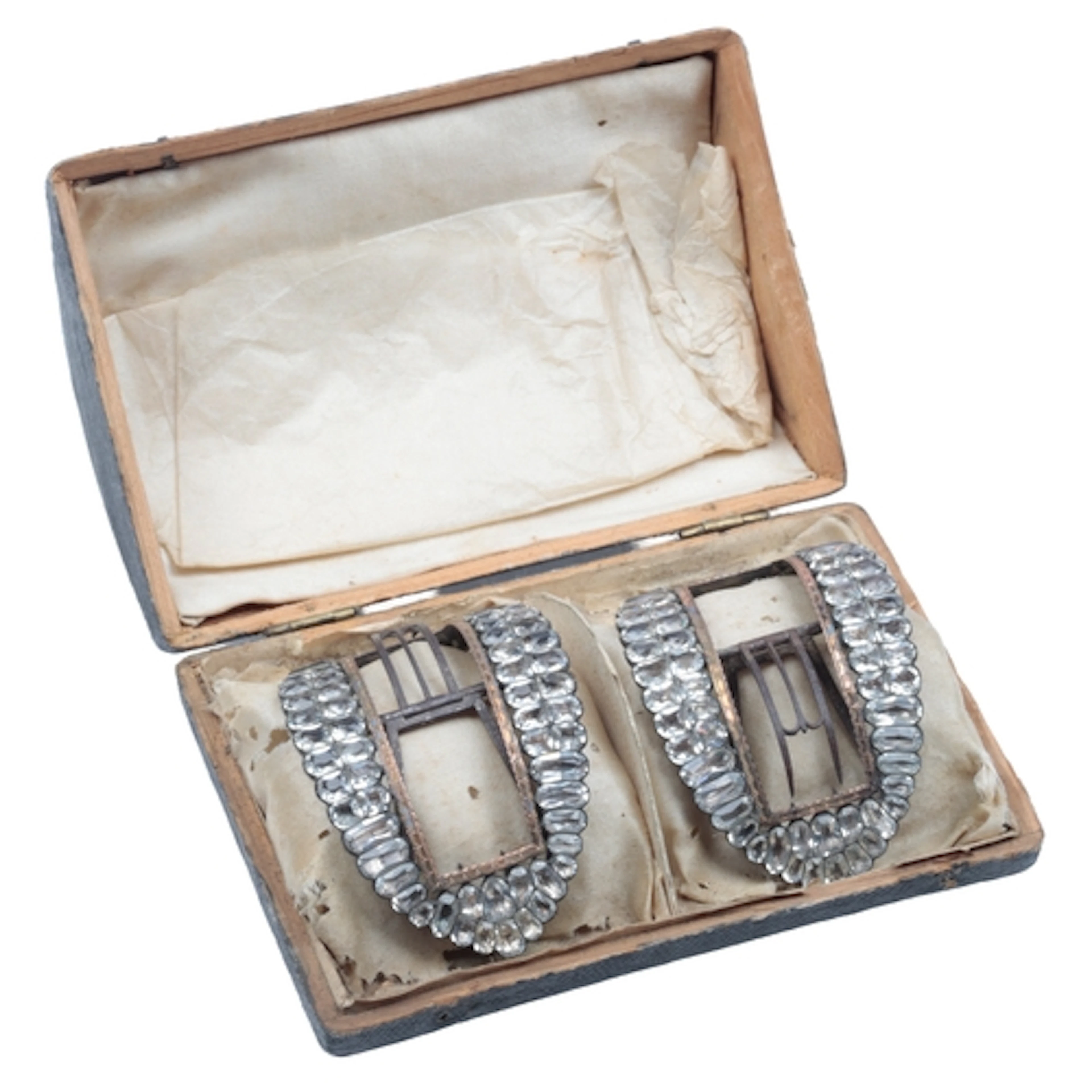 A cased pair of George III paste buckles, late 18th/early 19...